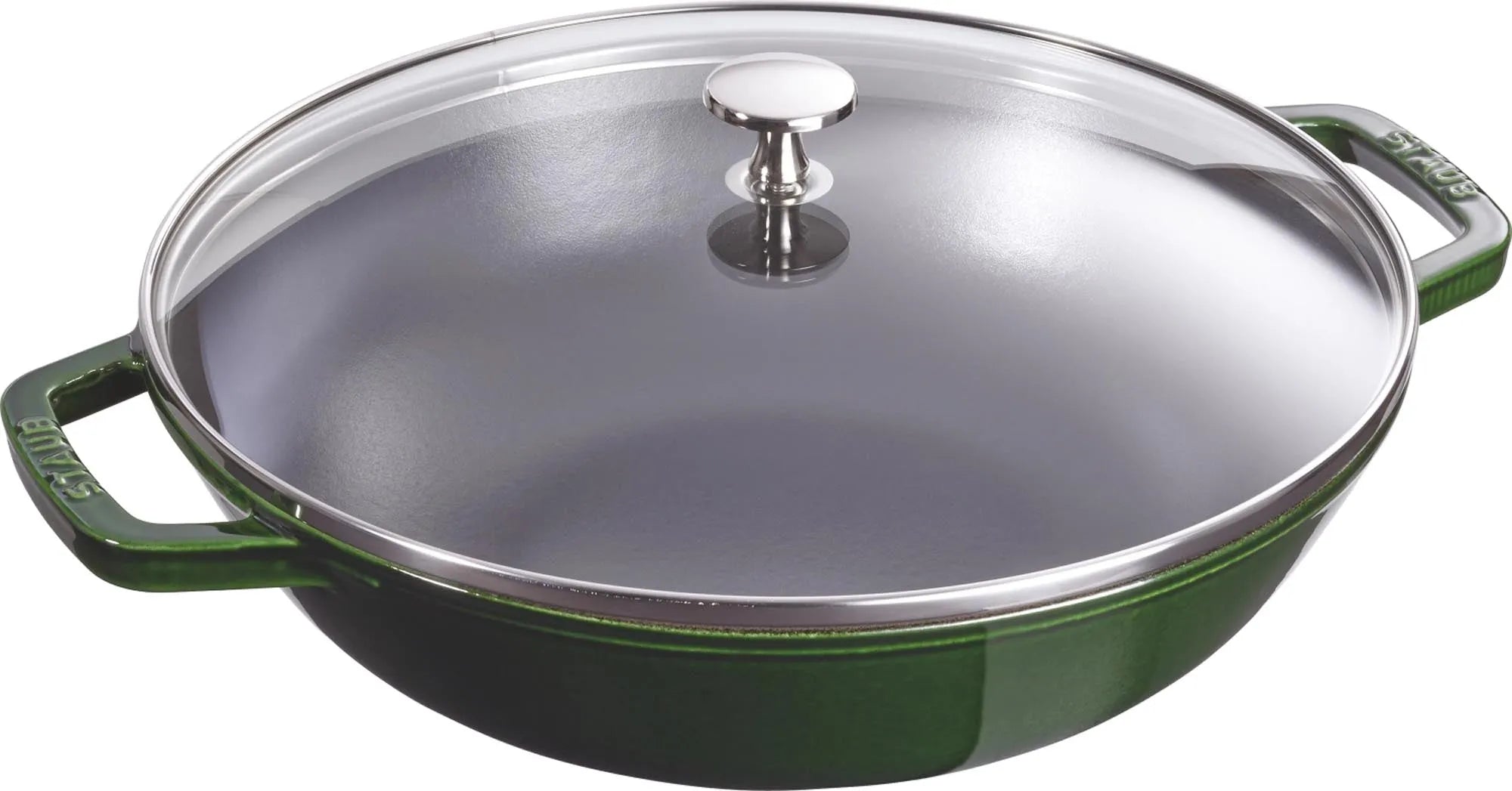 Staub Wok Basil, 4.4L, Ø30cm: Gusseisen für gleichmäßige Wärme, Glasdeckel für Überwachung, geeignet für alle Herdarten inkl. Induktion.