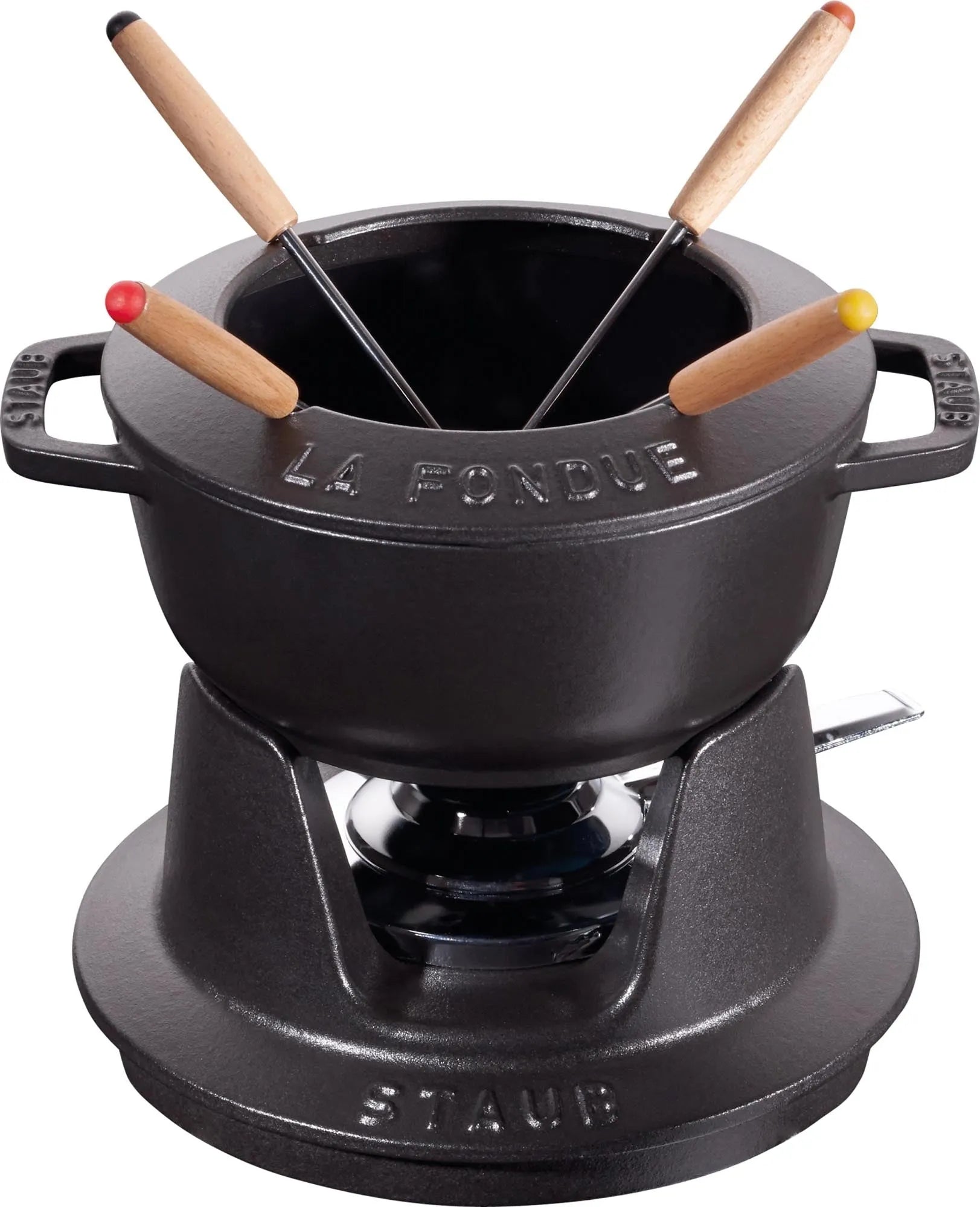 Fondue Set schwarz m. 2 Griffen, rund. 16 cm - KAQTU Design