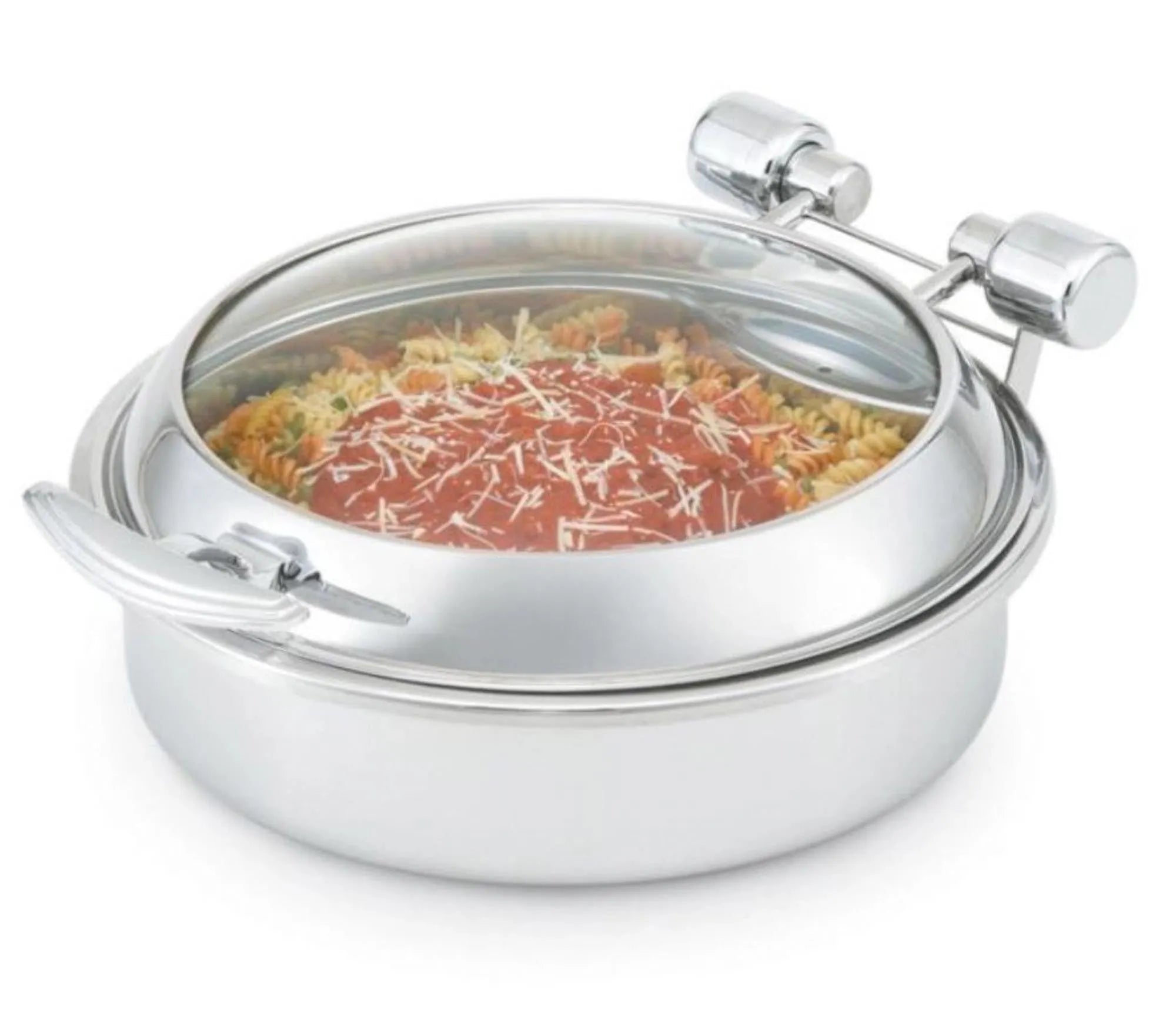 Eleganter Chafing Dish aus Edelstahl, 40cm, 5,8L, mit Glasdeckel. Induktionsfähig, langlebig, ideal für Buffets und Events.