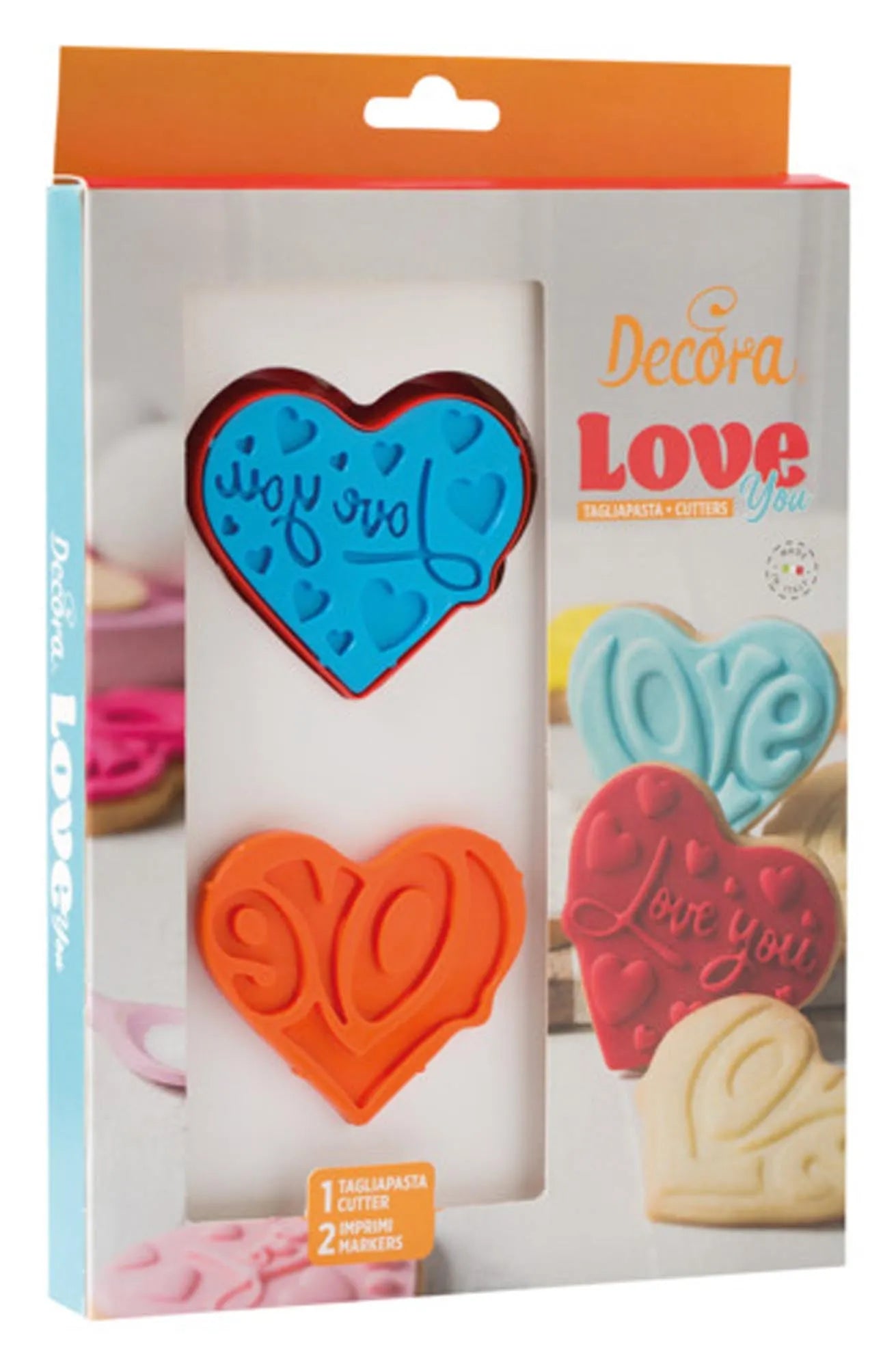 Kreatives Backen: Love You Herz-Ausstecher-Set mit Prägestempeln.