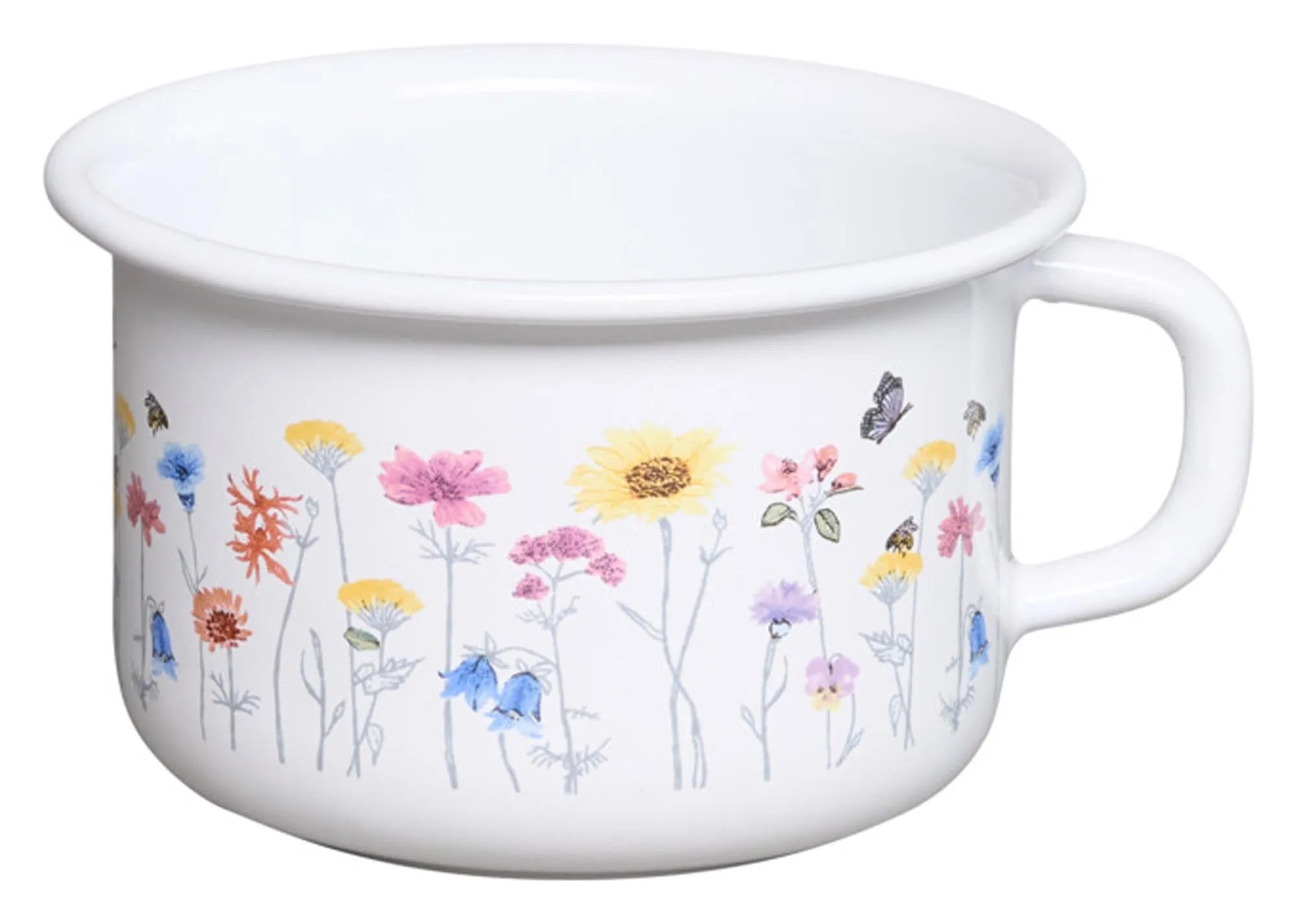 Elegante RIESS Tasse Flora 0.4l, ø 10cm, aus robuster Emaille. Ideal für Kaffee & Tee, zeitloses Design, vielseitig einsetzbar.