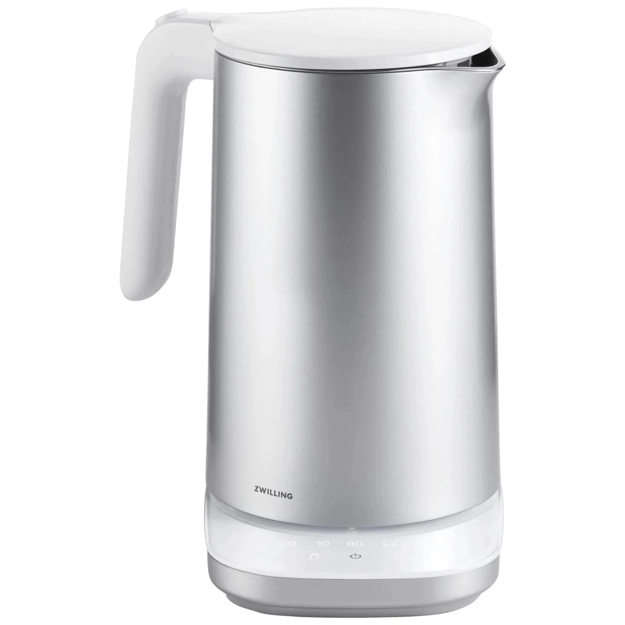 Zwilling Enfinigy PRO: Hochwertiger 1.5l Wasserkocher in Silber.