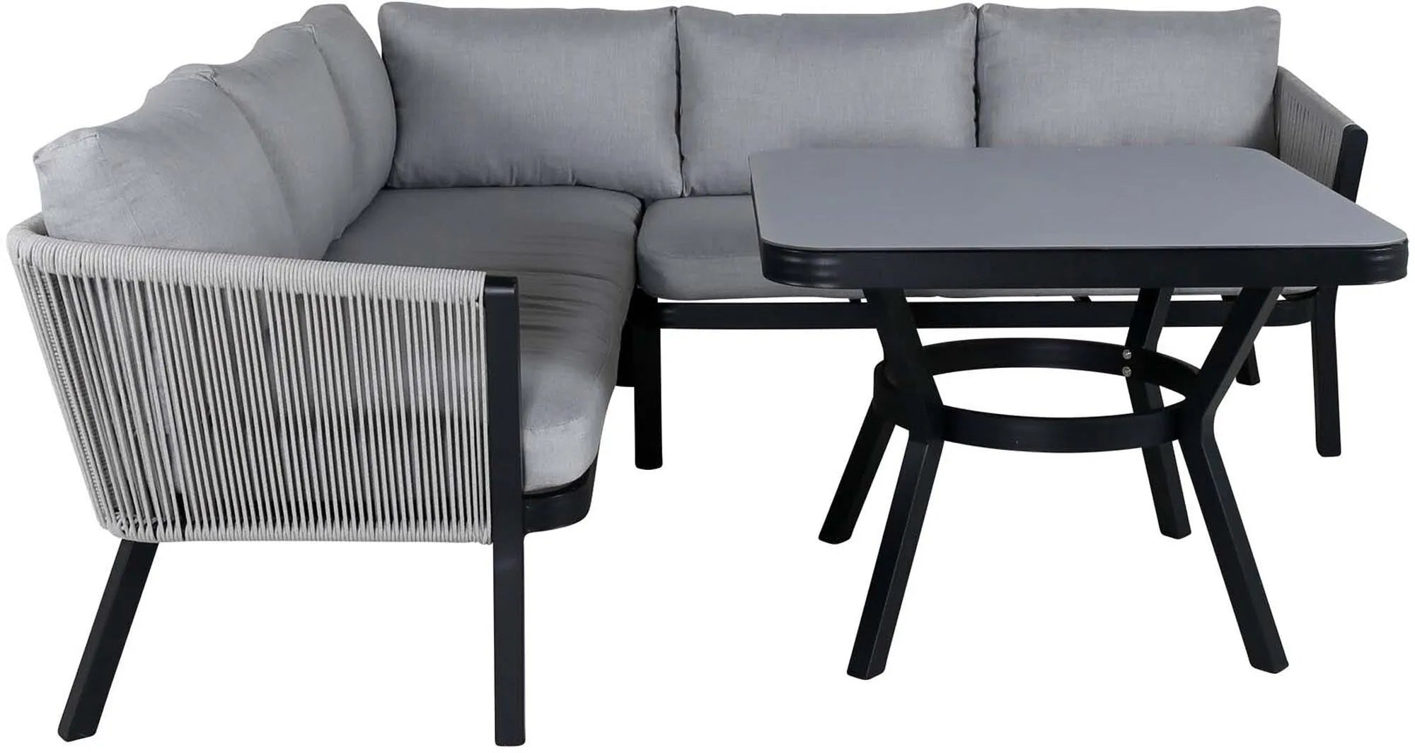 Stilvolles Virya Ecksofa von Venture Home: Modernes Design, robustes Aluminium, komfortable Kissen – ideal für Ihre Terrasse.