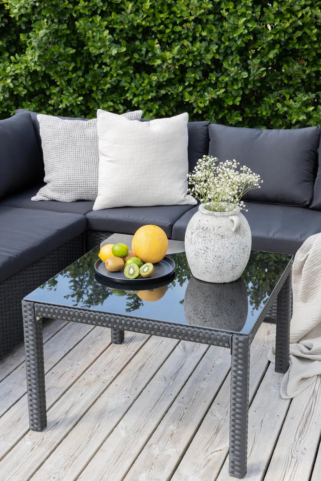 Kuba Ecksofa Outdoorset 70cm in Schwarz präsentiert im Onlineshop von KAQTU Design AG. Loungeset ist von Venture Home