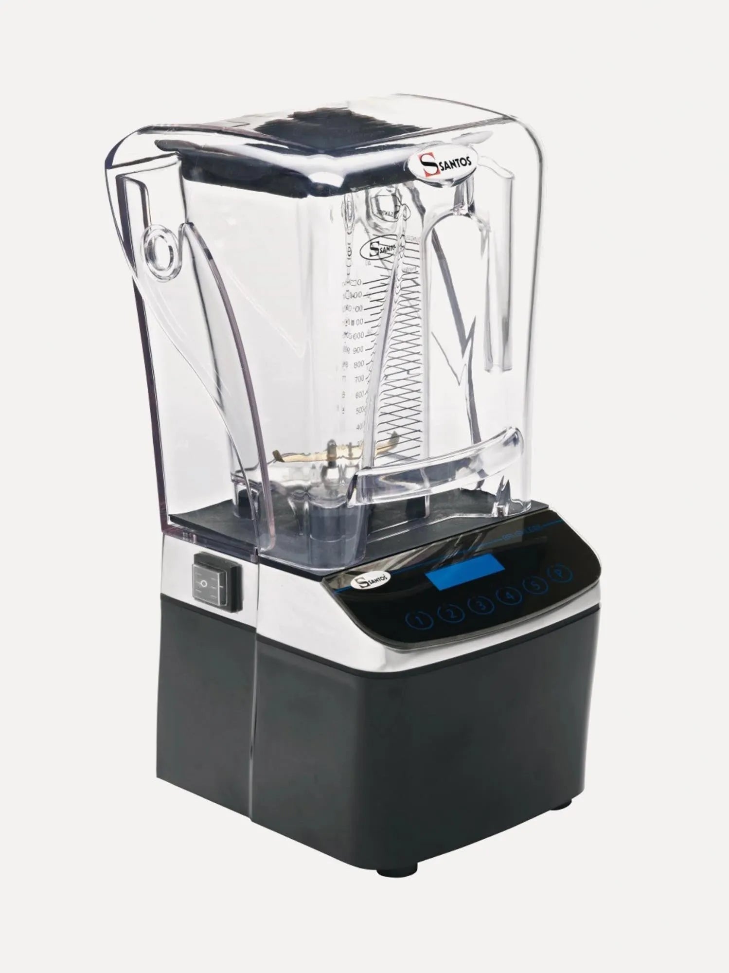 Leistungsstarker Santos Standmixer: brushless Motor, 2L Behälter, geräuscharm, ideal für Bars & Cafés.