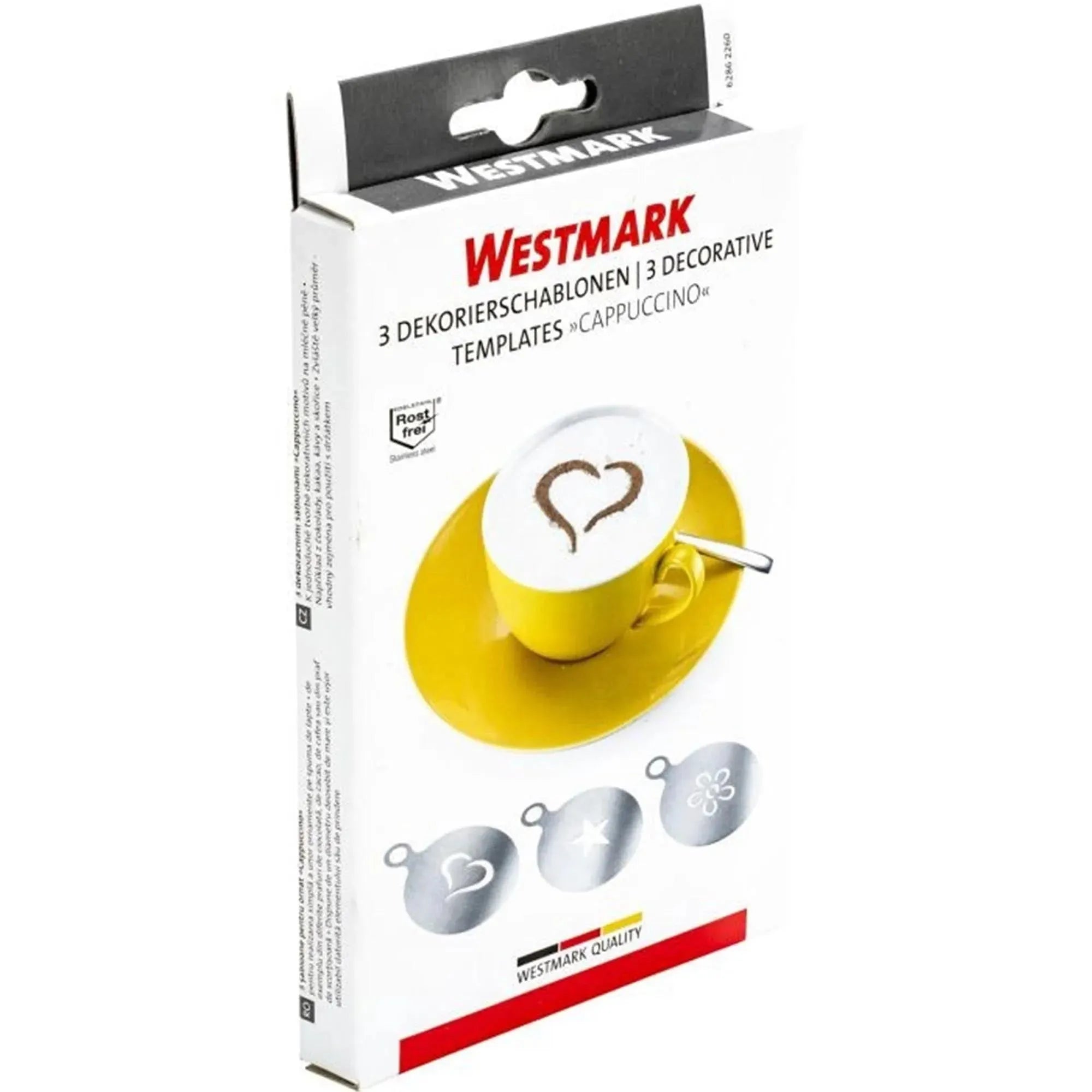 Verleihen Sie Kaffee & Desserts mit Westmark Dekorierschablonen (10cm) aus Edelstahl kreative Motive. Perfekt für Hobby-Baristas!