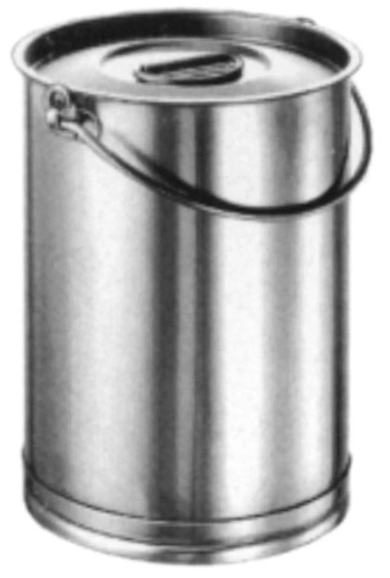 Zylindrischer 10L Eimer von amsta aus 18/10 Edelstahl, ideal für Lebensmittel, Abfälle, mit sicherem Deckel und stabilem Bodenreifen.