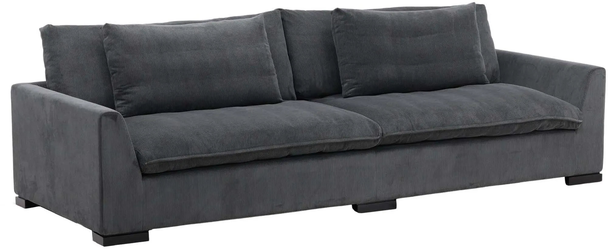 Elegantes Durham Sofa: 50er-Jahre-Stil, dunkelgrauer Manchester-Stoff, hoher Komfort, nordisches Design.