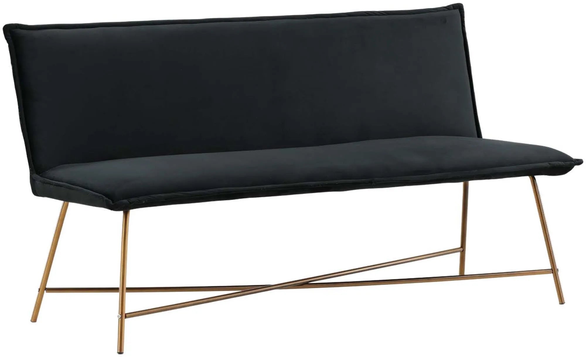 Elegantes Petra Sofa: Schwarzer Samt, kupferfarbene Beine, Komfort für 3 Personen, luxuriöses Design.