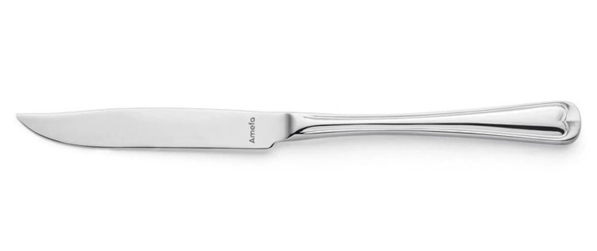 Elegantes Steakmesser aus 18/10 Edelstahl, korrosionsbeständig, scharfe Klinge, ergonomischer Griff, stilvoll und pflegeleicht.