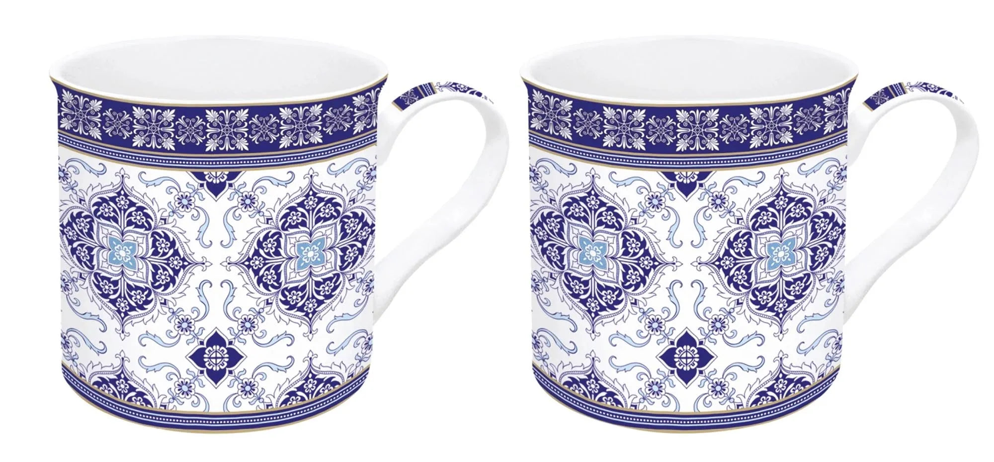 Elegante 300ml Porzellanbecher im Azulejo-Design, spülmaschinenfest, ideal für Kaffee & Tee. Perfektes Geschenk, inspiriert von portugiesischer Kunst.