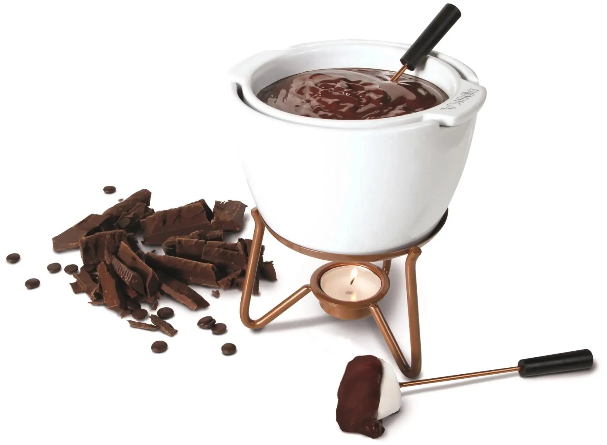 Elegantes Choco Fondue Set aus Keramik und Edelstahl von Boska.