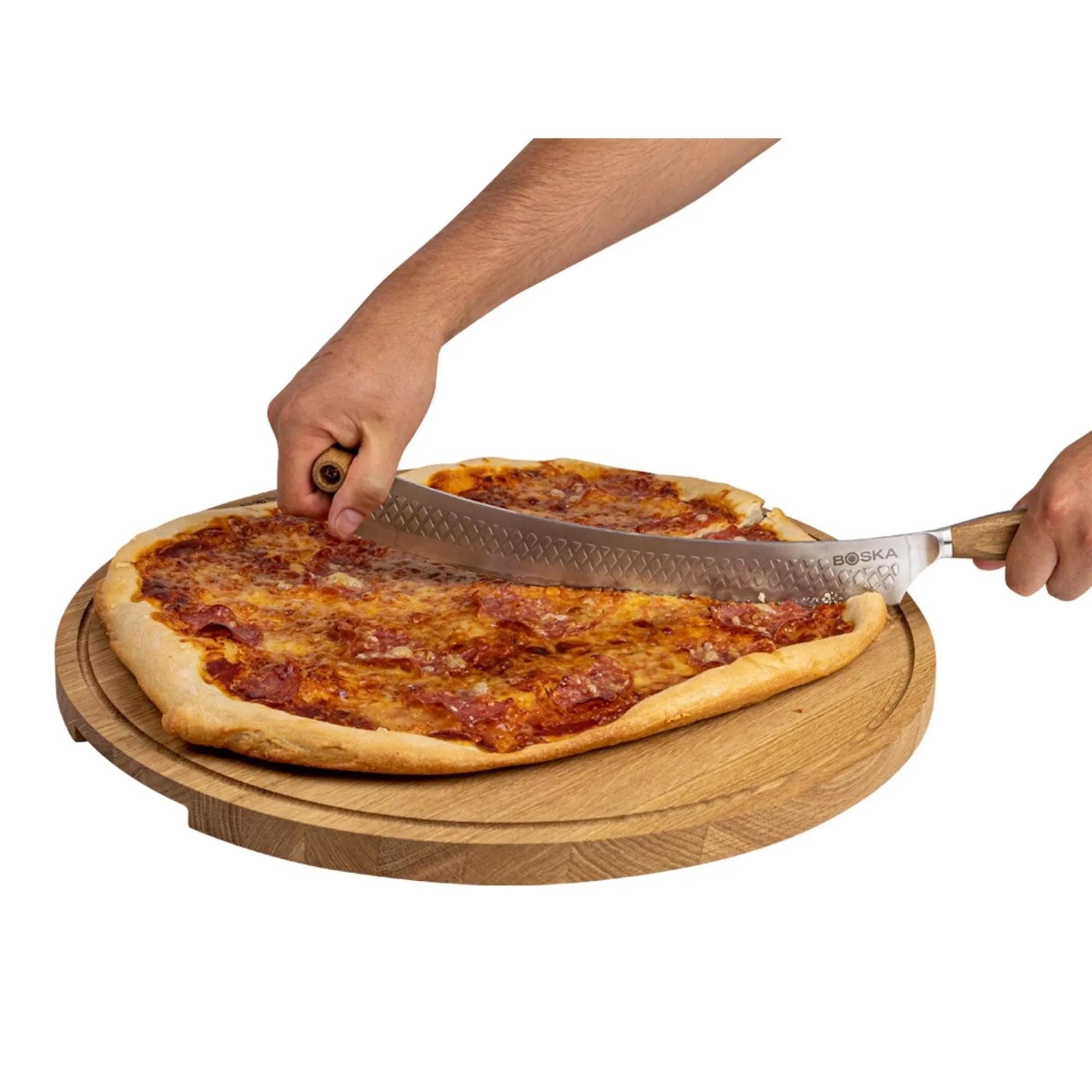 Boska Pizzamesser: Präzise Edelstahlklinge, stilvoller Holzgriff.