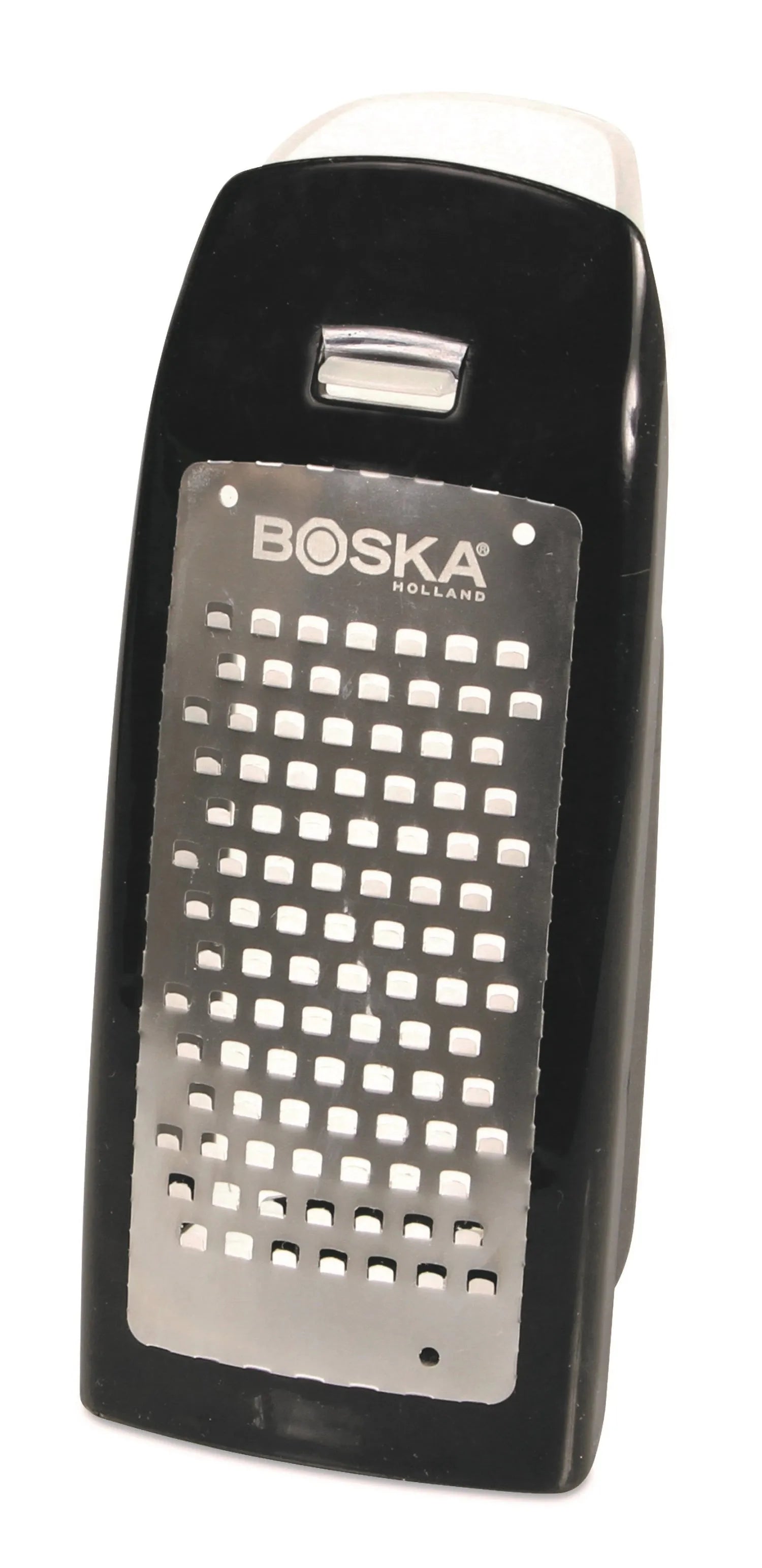 Der Easy Grater von Boska: Edelstahl, ergonomisch, spülmaschinenfest. Perfekt für Käse, Gemüse und mehr. Kompakt und langlebig.