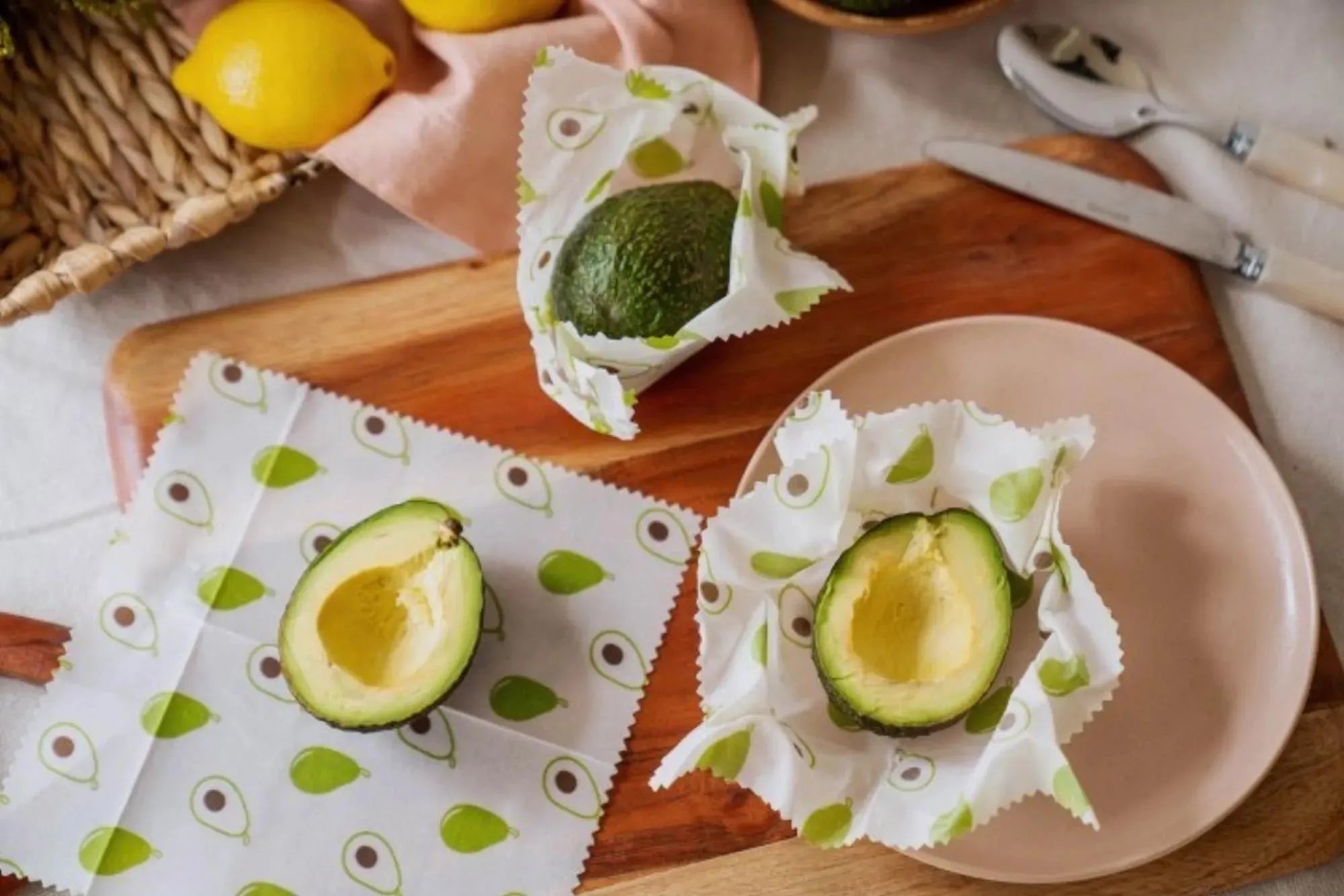 2er Set Bienenwachs Wraps  Avocado 20x20cm - KAQTU Design