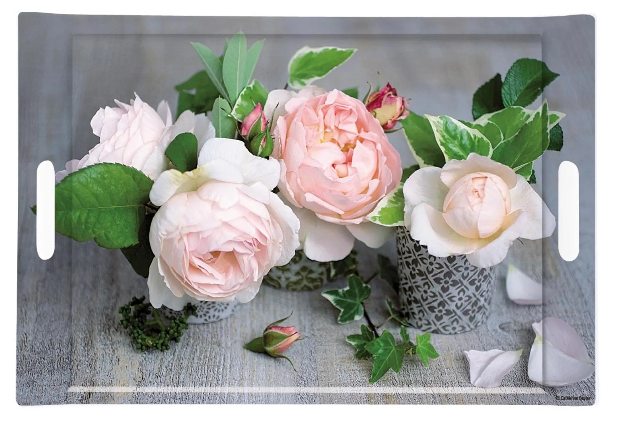 Composition des Roses Tablett m. Griffen 40x27cm - KAQTU Design