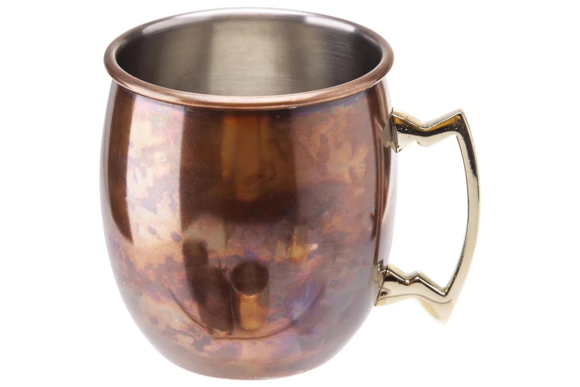 Stilvoller Moscow Mule Becher aus Antik-Kupfer, 5x10 cm, 45 cl. Perfekt für Cocktails, mit einzigartiger Patina und hervorragender Kühlung.