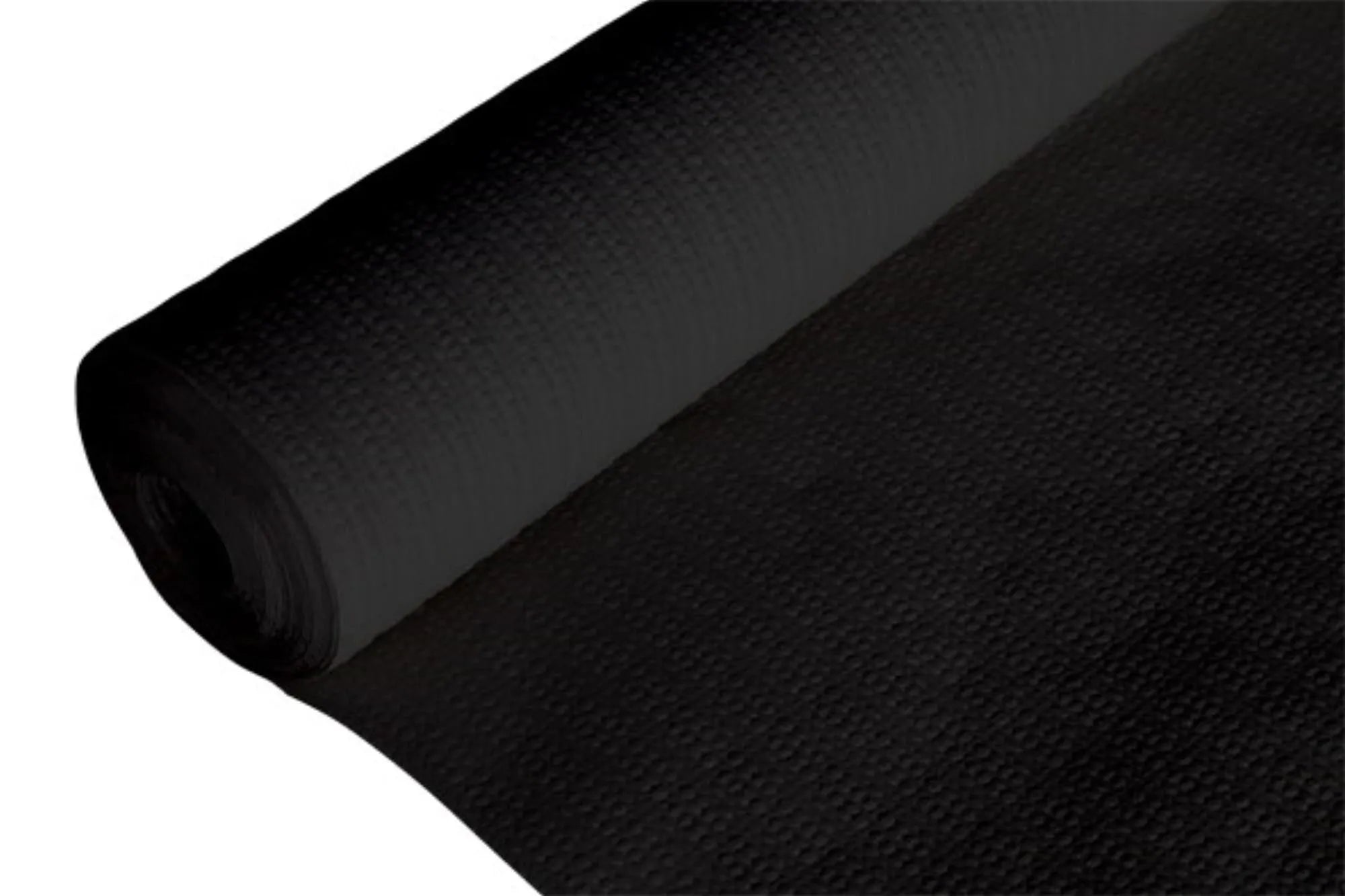 Elegante, gewaffelte schwarze Papier-Tischdecke von Cosy & Trendy, 1,18x20m, ideal für stilvolle Anlässe und einfache Entsorgung.