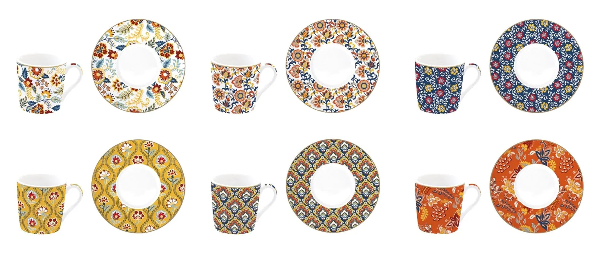 Coffee Mania 6er Espr.-tasse m. Untert.Paisley Abund.100ml - KAQTU Design