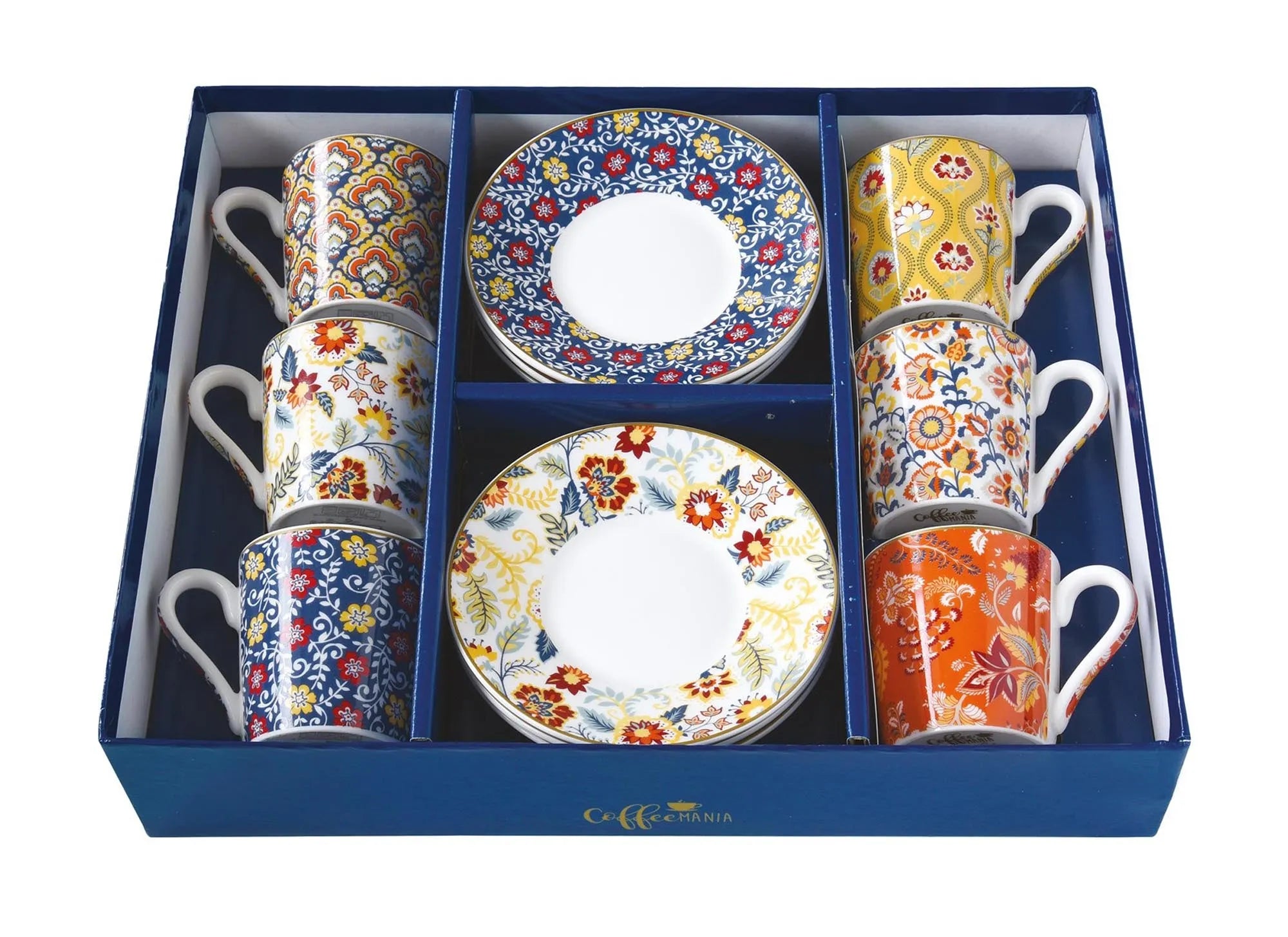 Coffee Mania 6er Espr.-tasse m. Untert.Paisley Abund.100ml - KAQTU Design