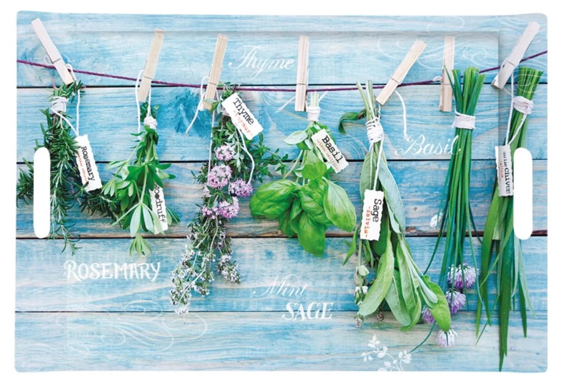 Hanging Herbs Tablett m. Griffen 49x34cm - KAQTU Design