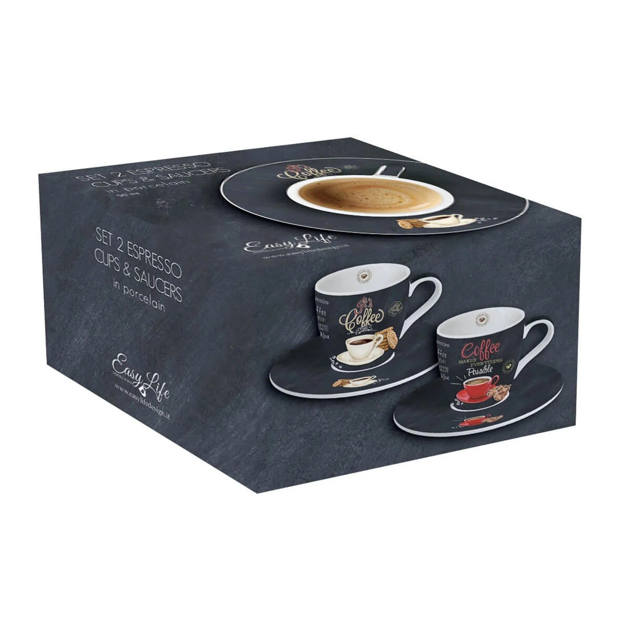 Elegantes Espresso-Set "It's Coffee Time" von Easy Life entdecken.