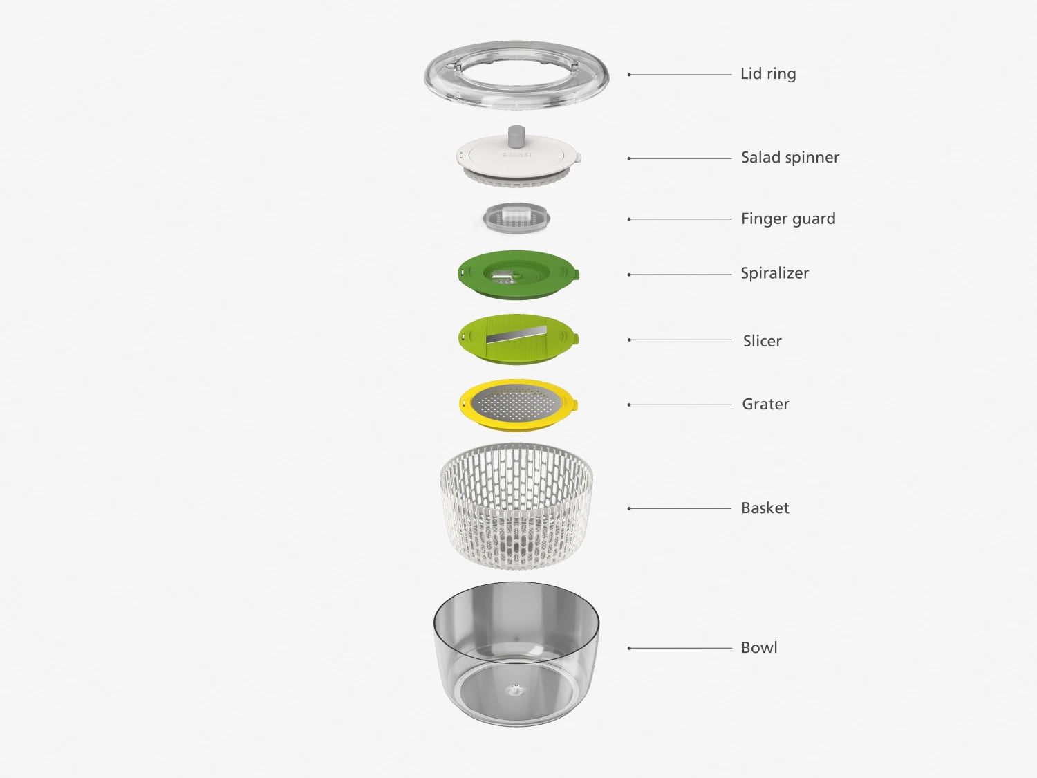 Multi-Prep 4-teiliges Salatzubereitungsset - Mehrfarbig - KAQTU Design