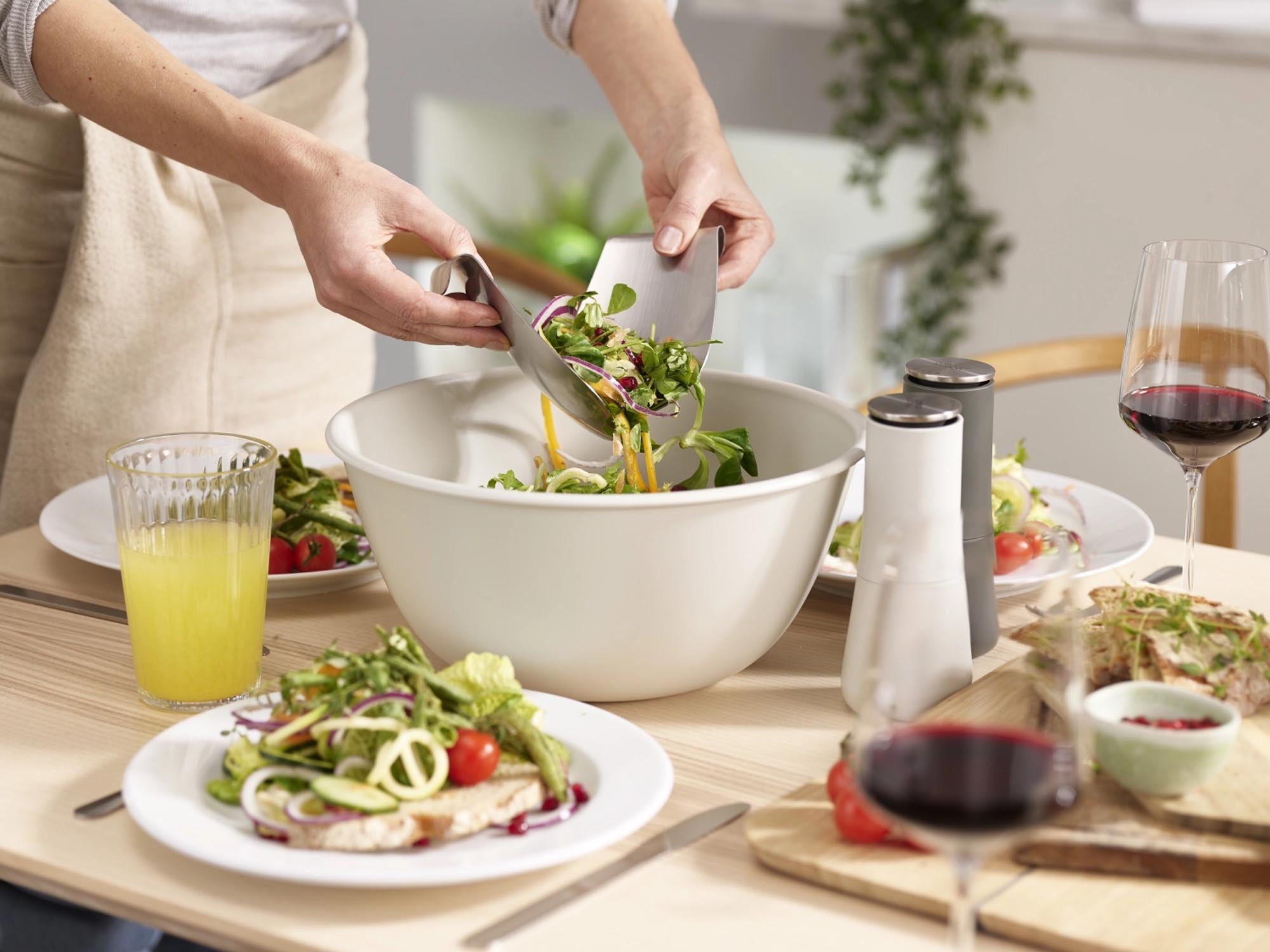 Uno Salatschüssel und Salatbesteck - stone - KAQTU Design