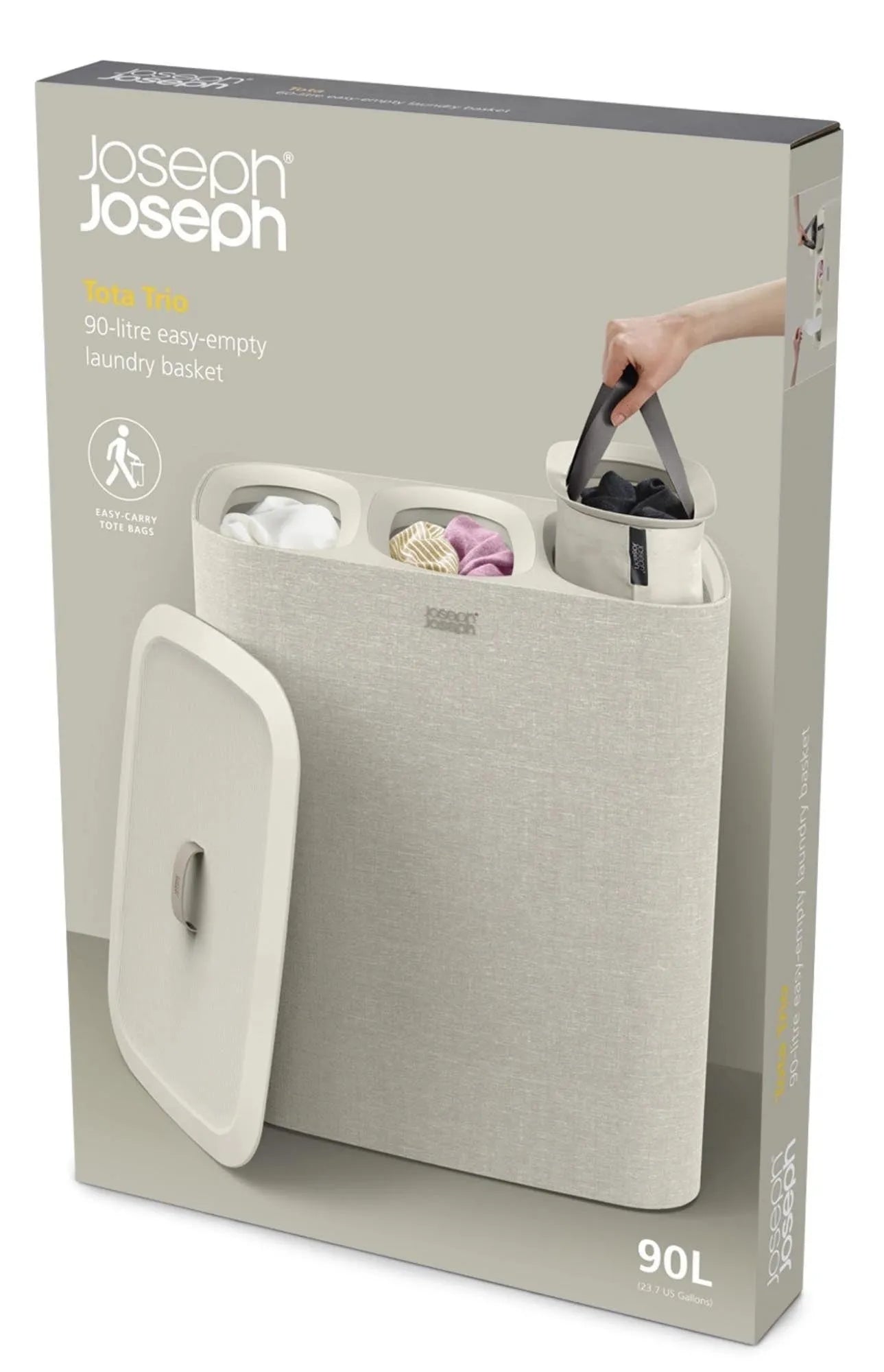 Tota Trio 90L: Innovativer Wäschekorb in Ecru für perfekte Organisation.