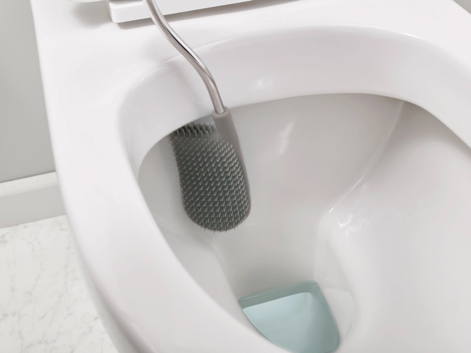 Flex Steel Toilettenbürste weiss grau, 8.9x12.5x42.8 cm - KAQTU Design
