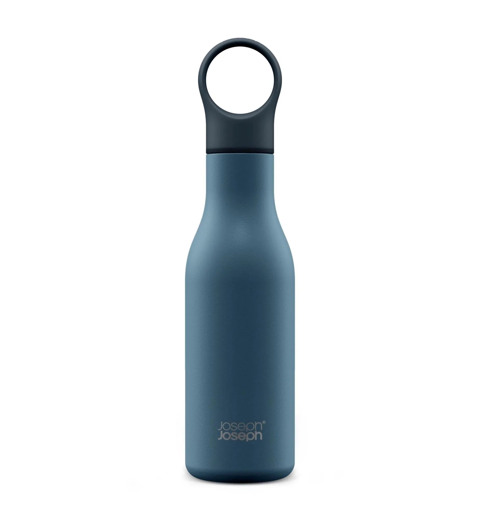 Stilvolle 500ml Loop Flasche in Blau für unterwegs von Joseph Joseph.