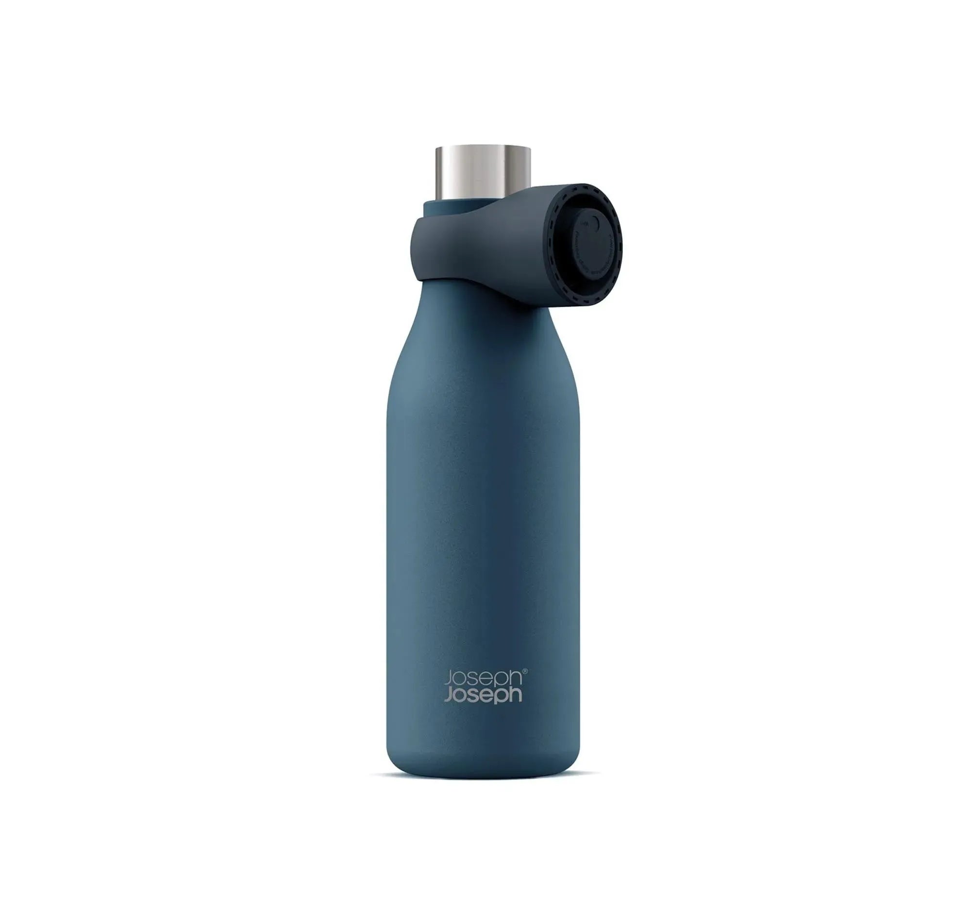 Stilvolle 500ml Loop Wasserflasche in Blau von Joseph Joseph: langlebiger Edelstahl, auslaufsicher, umweltfreundlich, ideal für unterwegs.