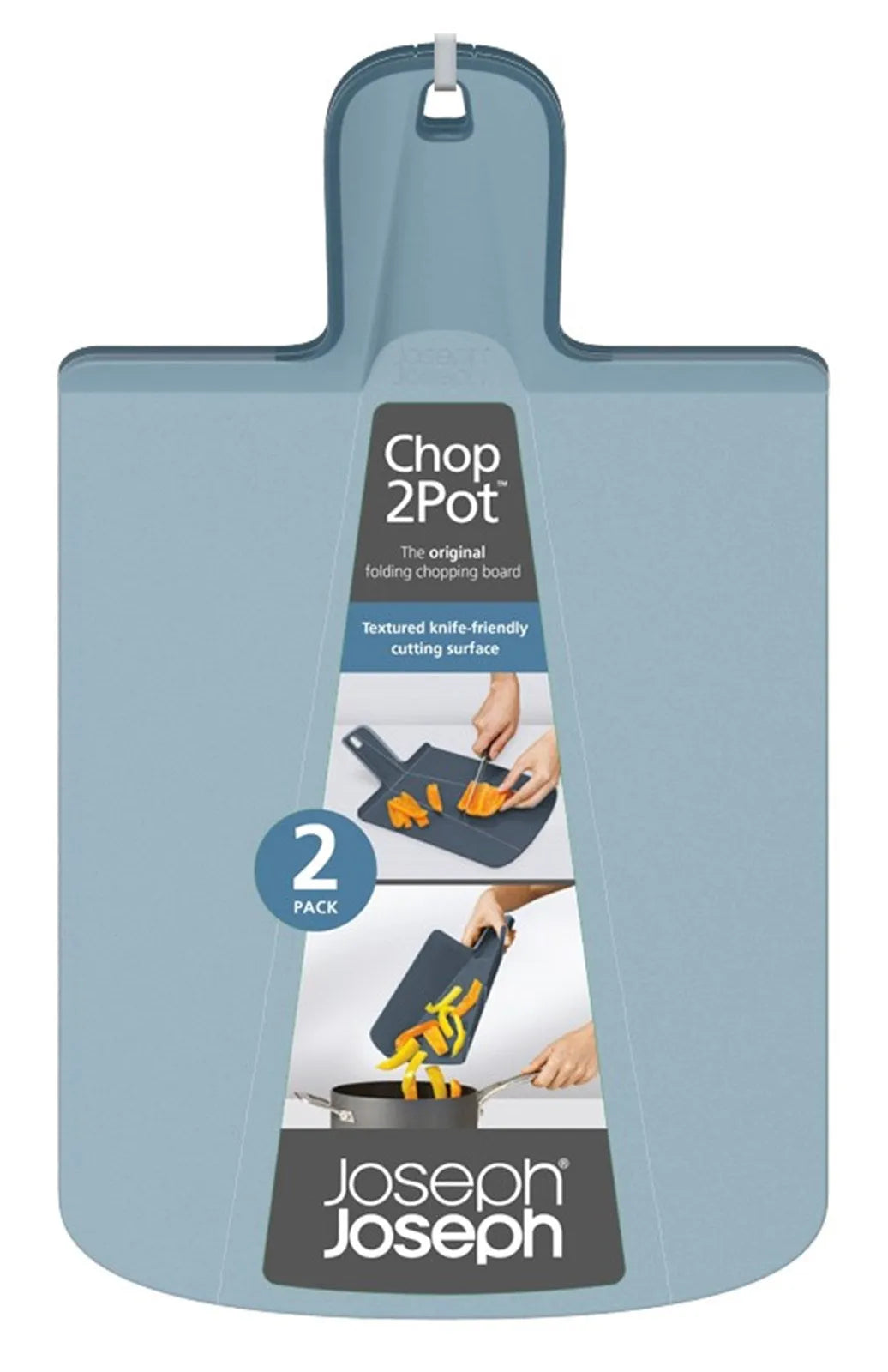 Innovatives 2er Set Chop2Pot Plus Schneidbretter von Joseph Joseph.