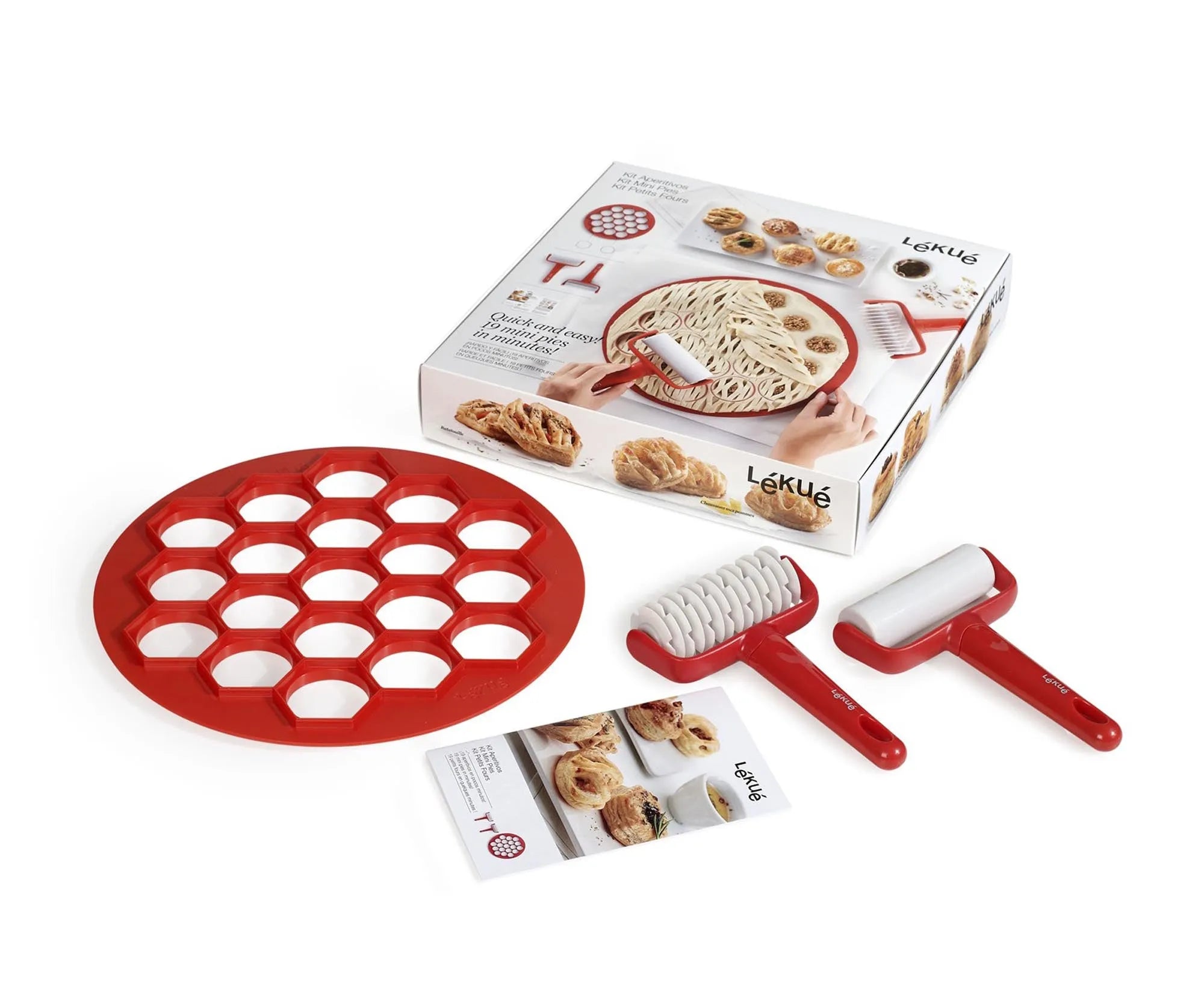 Mini Pies Set 4-tlg, Ø 30 x 15 mm in Rot präsentiert im Onlineshop von KAQTU Design AG. Backen ist von Lékué