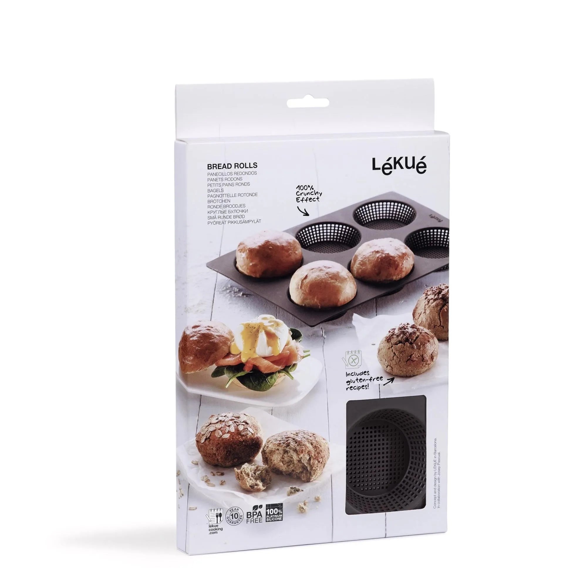 Brotbackform 6er, Semmel perforiert, braun, 29x20x2.15 cm in Braun präsentiert im Onlineshop von KAQTU Design AG. Backen ist von Lékué