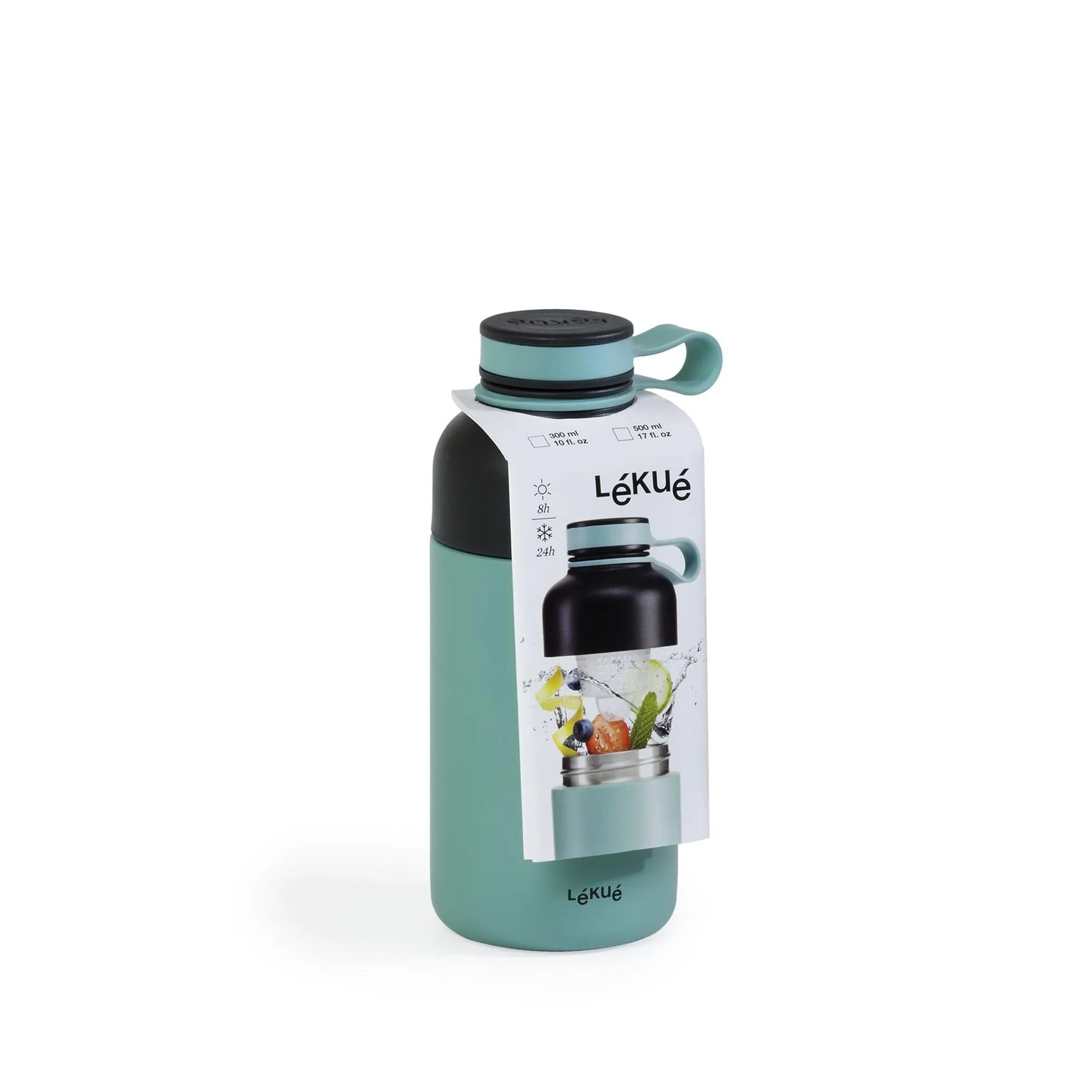 Stylische 300 ml Thermosflasche in Türkis für unterwegs von Lékué.