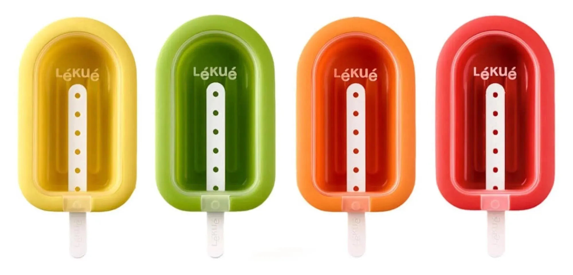 Eis am Stiel, Lolly, 4 Stk. gelb, grün, rot, orange in  präsentiert im Onlineshop von KAQTU Design AG. Gefrieren ist von Lékué