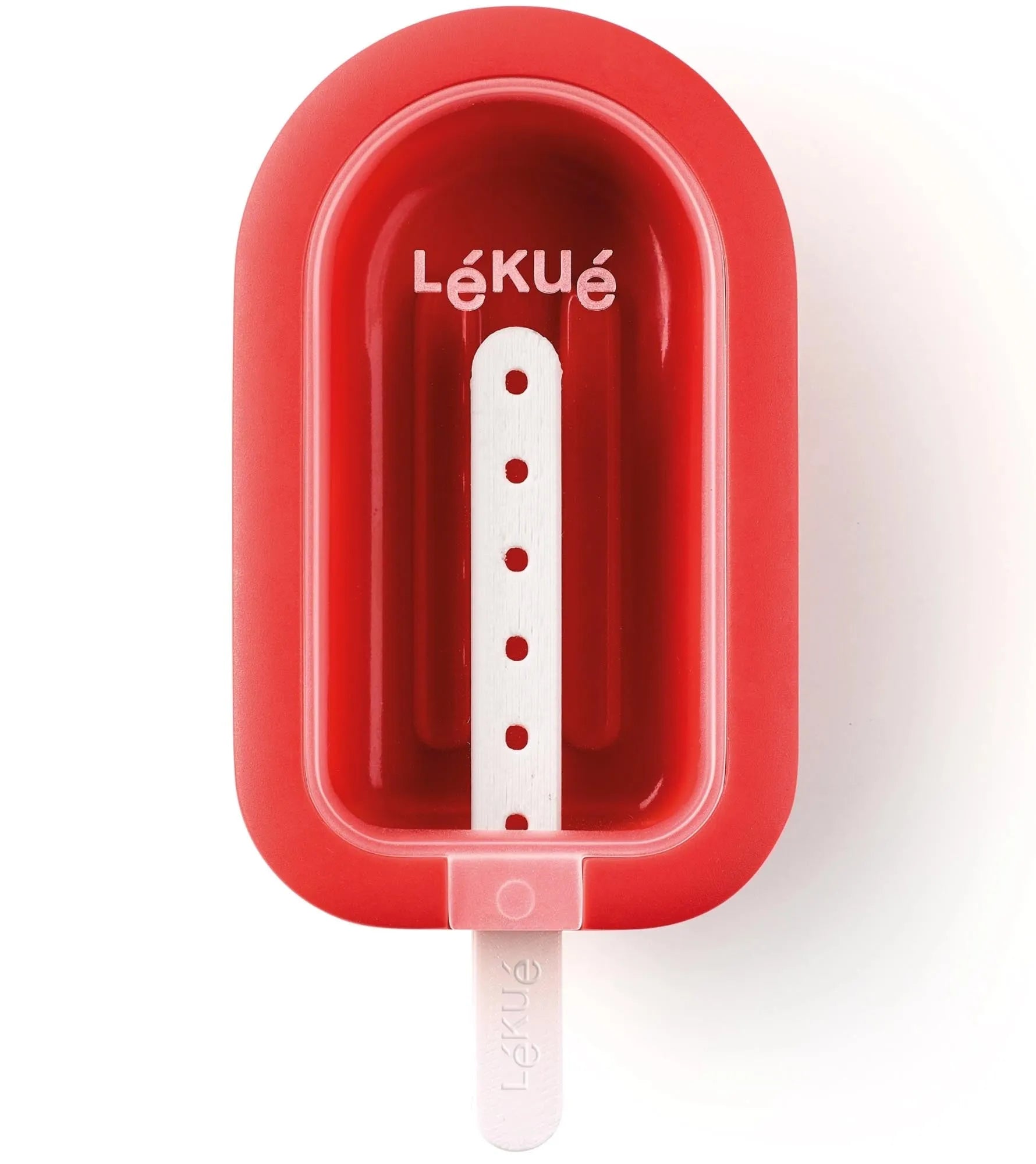 Entdecken Sie das stapelbare, rote Eis am Stiel Lolly von Lékué: Flexibles Silikon, kreative Eisvariationen, ideal für die ganze Familie!