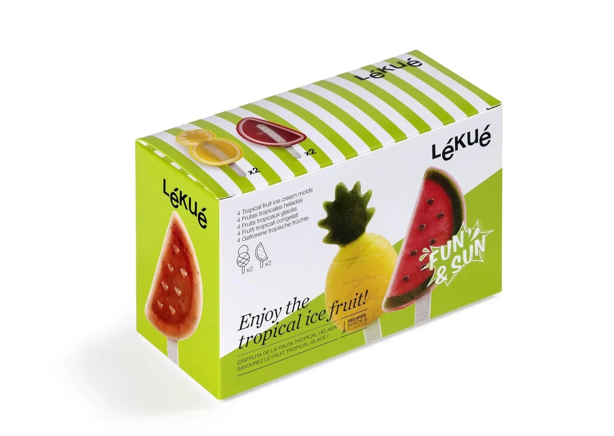 Eis am Stiel, Ananas und Wassermelone, 4er Set in Gelb/Rot präsentiert im Onlineshop von KAQTU Design AG. Gefrieren ist von Lékué