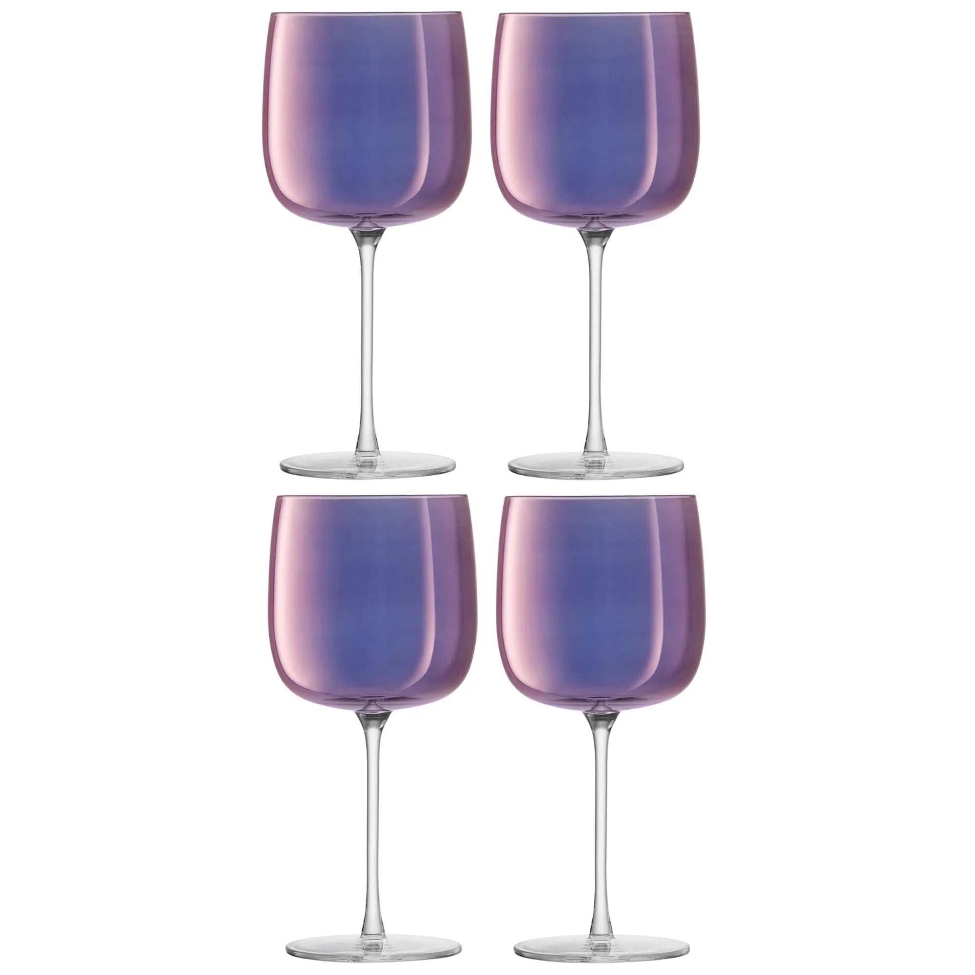 Elegantes 4er Set Aurora Weingläser 450ml von LSA in polar-violett, ideal für Rot- und Weißweine, spülmaschinenfest.