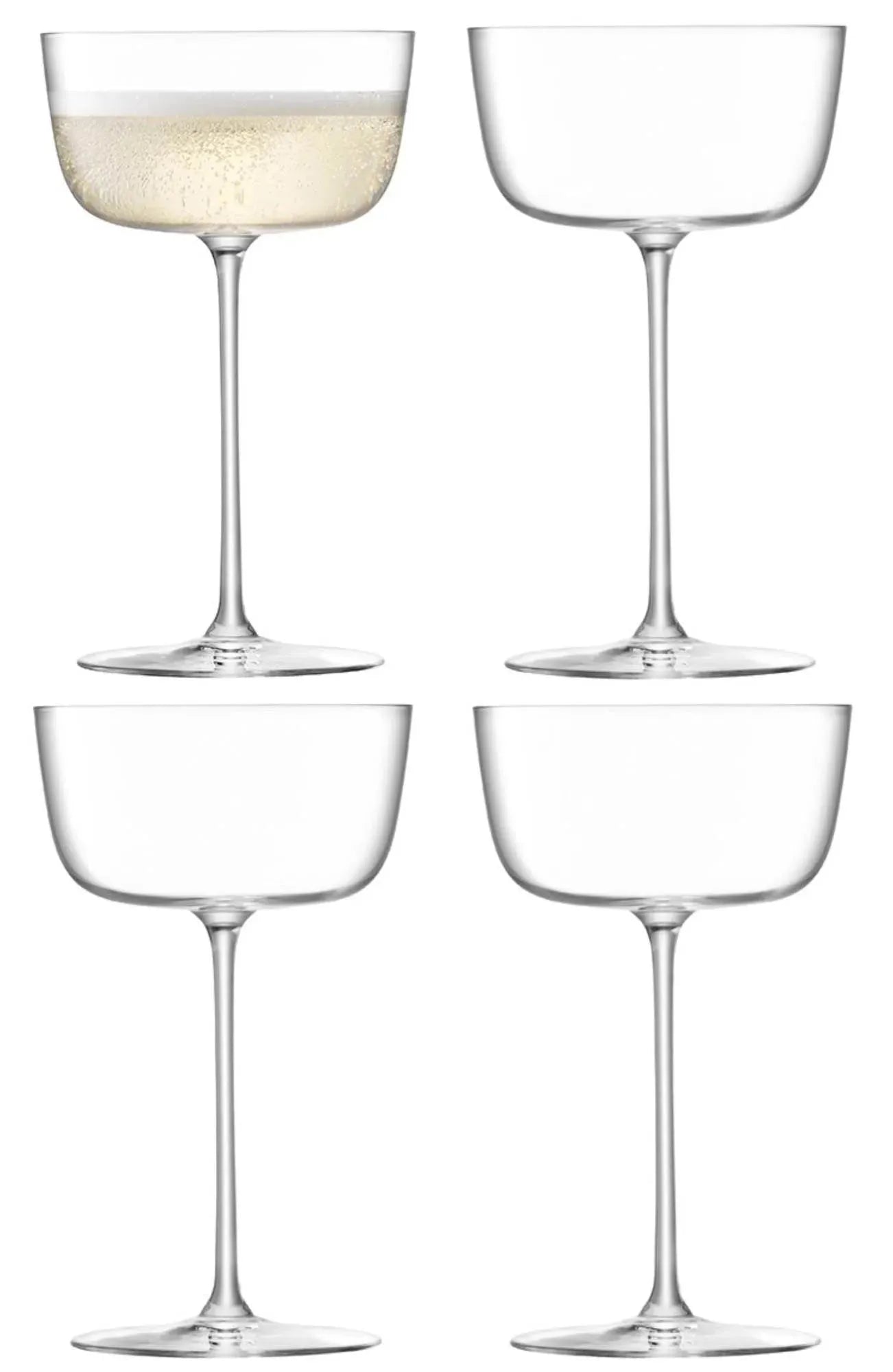 Elegantes 4er Set Borough Cocktailschalen von LSA, 240ml, aus klarem Glas, ideal für Mojitos & Martinis. Perfekt für jeden Anlass.