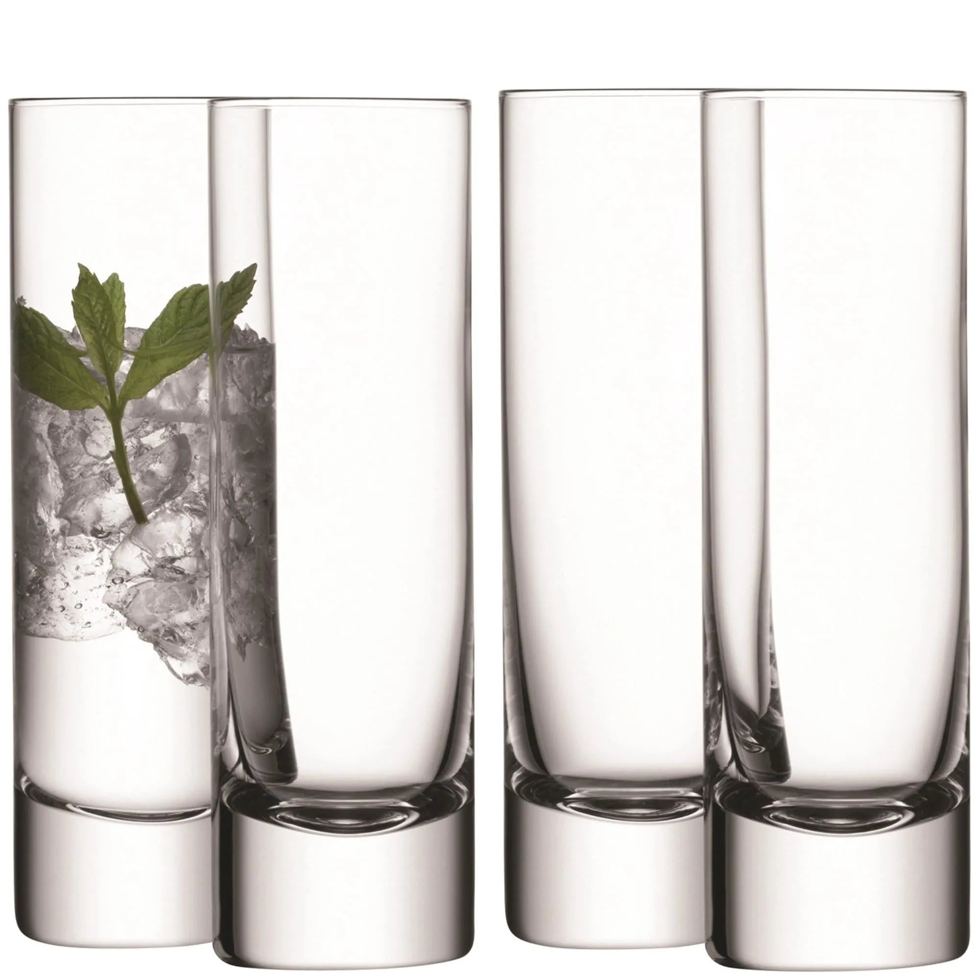 Elegantes 4er Set Longdrinkgläser 250ml von LSA, klar, ideal für Cocktails, spülmaschinenfest, zeitloses Design.