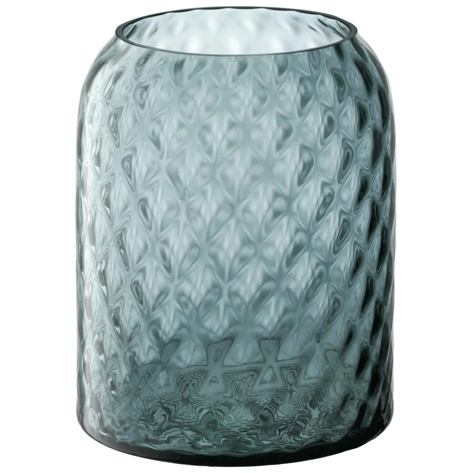 Die Dapple Vase Laterne H16cm in Water Blue von LSA vereint mundgeblasenes Glas mit stilvoller Eleganz für eine beruhigende Atmosphäre.