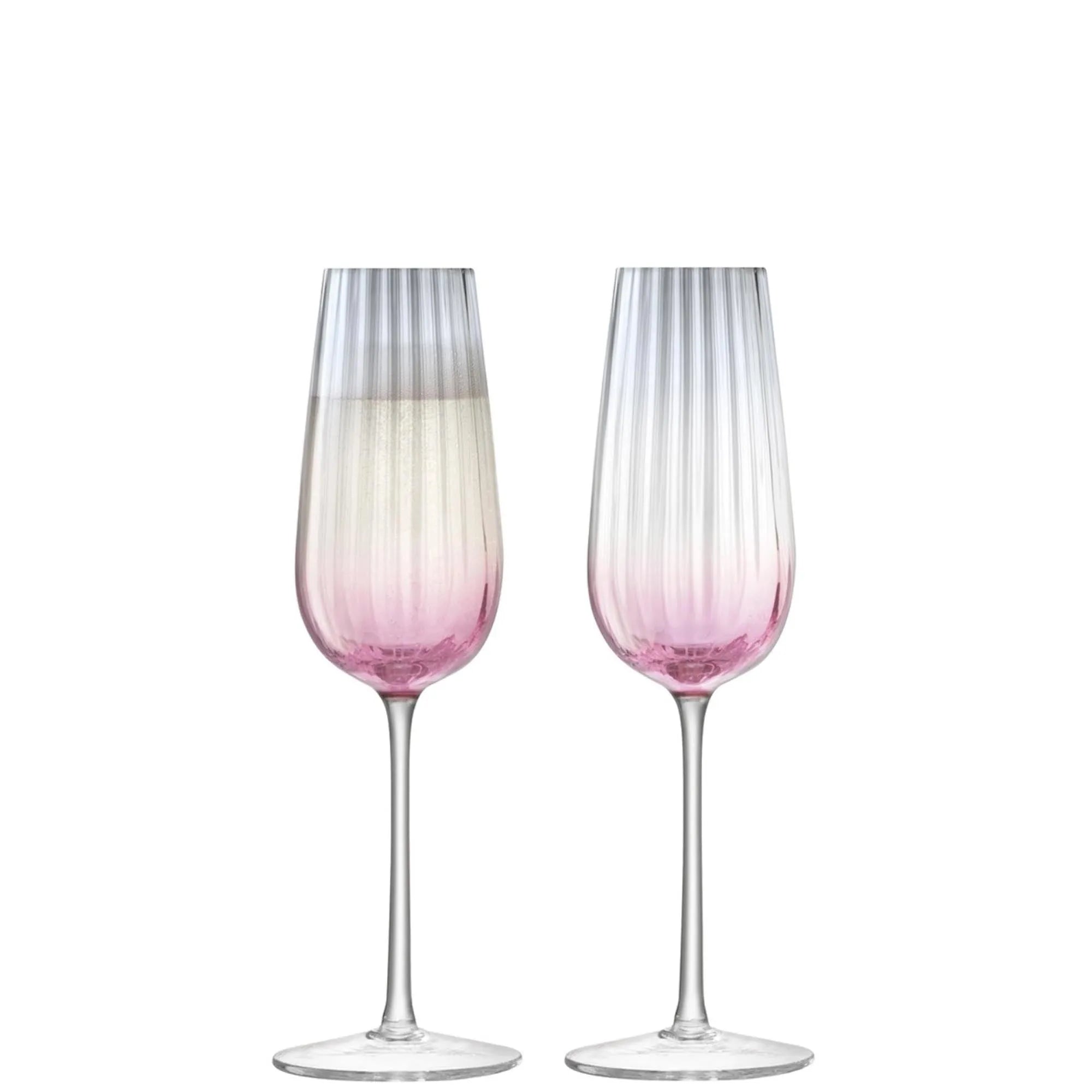 Elegantes 2er Set Dusk Sektflöten 250ml in Rosa Grau von LSA, aus hochwertigem Glas, ideal für festliche Anlässe.