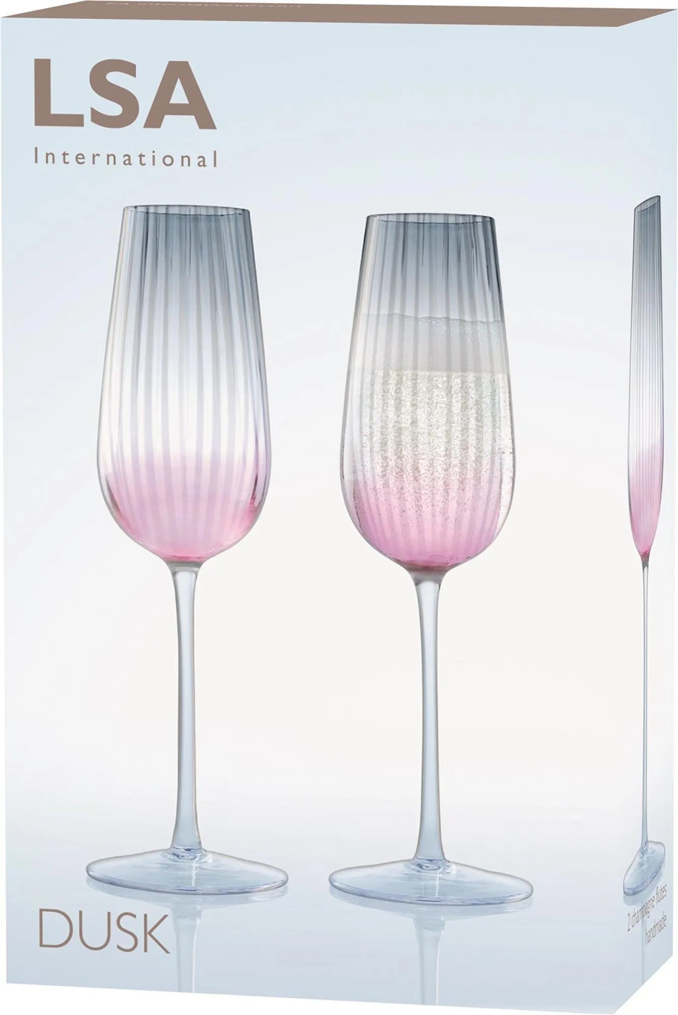 2er Set Dusk Sektflöten 250ml Rosa Grau - KAQTU Design