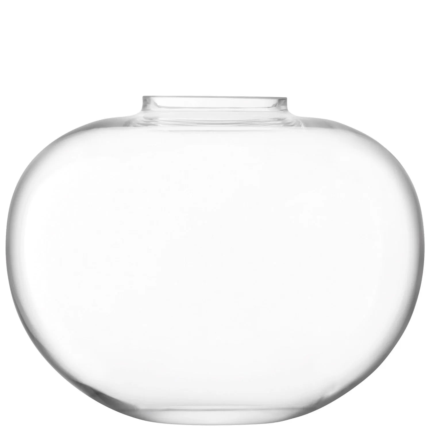 Elegante, geschwungene Vase aus klarem Glas, ideal für Blumenarrangements. Zeitloses Design, robust und lichtdurchlässig.