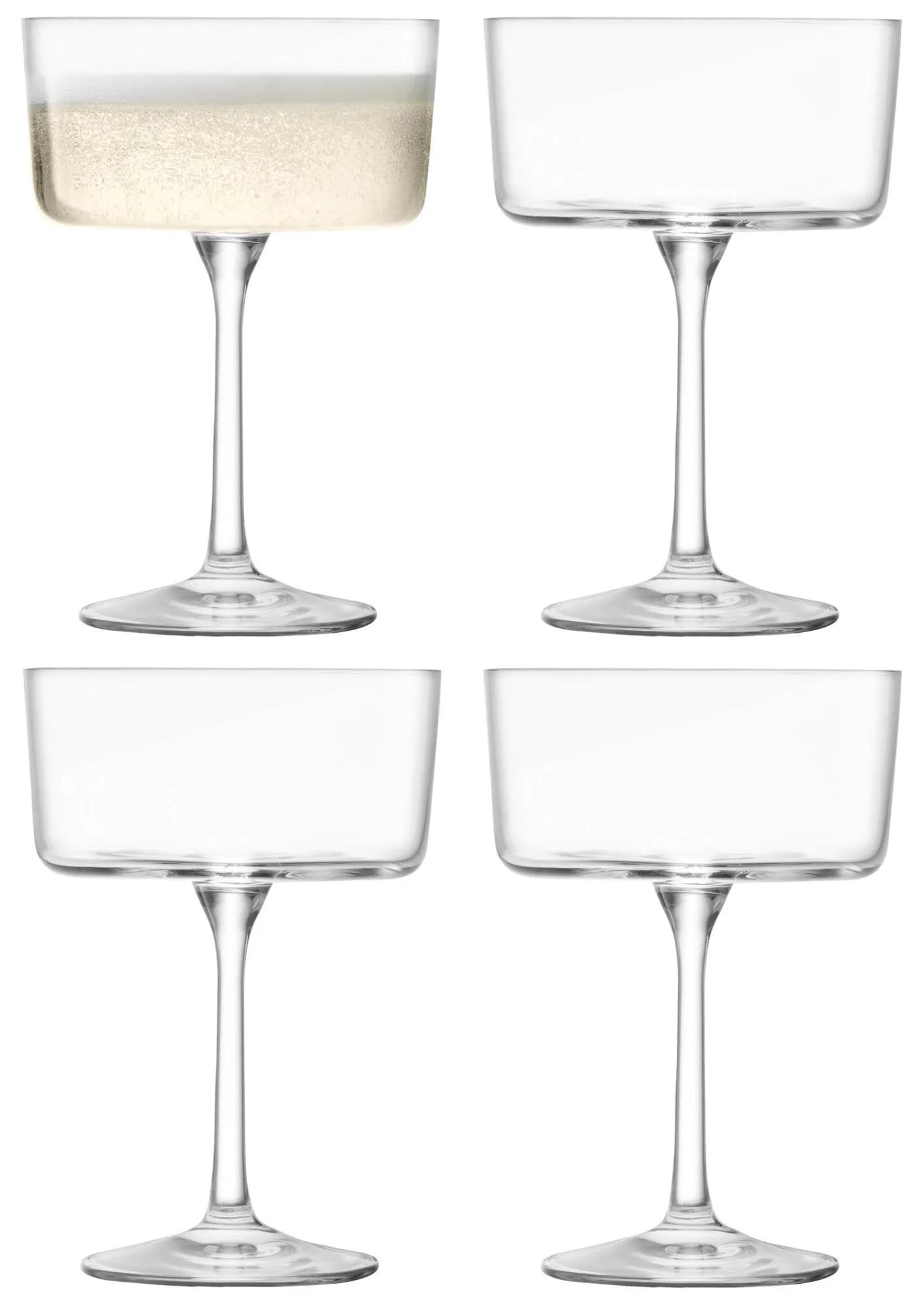 Elegantes 4er Set Gio Gläser von LSA, 230ml, handgefertigt, ideal für Champagner & Cocktails, spülmaschinenfest.