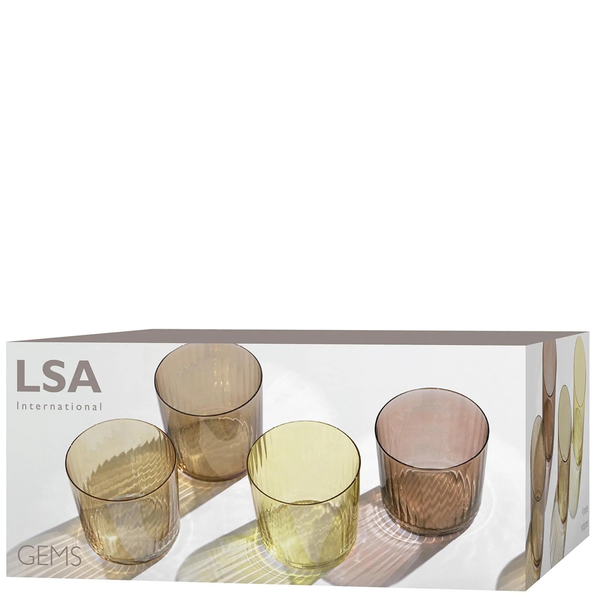 Elegante LSA Gems Gläser, 310ml, 4er Set in warmem Bernsteinton.