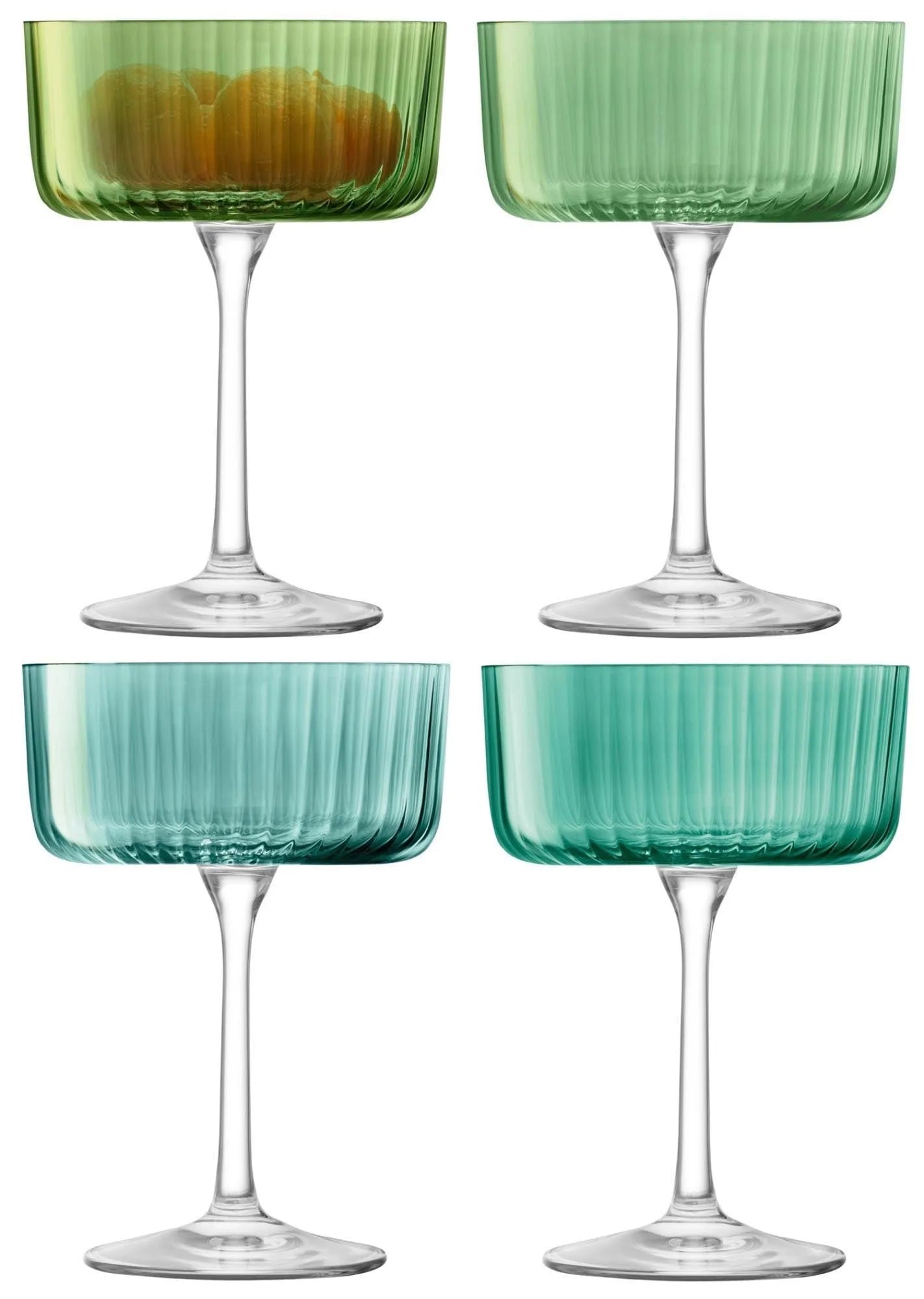 4er Set Gems Champagner/Cocktail Gläser 230ml  in Grün präsentiert im Onlineshop von KAQTU Design AG. Glas ist von LSA