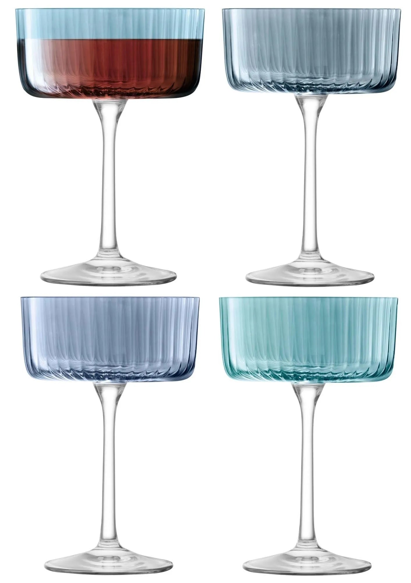 4er Set Gems Champagner/Cocktail Gläser 230ml  in Blau präsentiert im Onlineshop von KAQTU Design AG. Glas ist von LSA